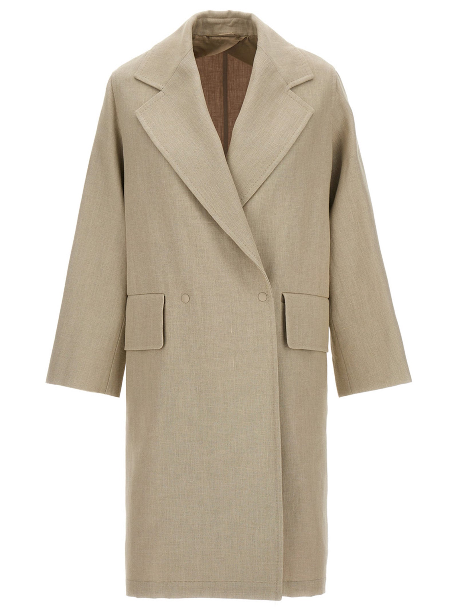 Experience the artisanal sophistication of the Max Mara Beige Linen Coat, crafted from 100% linen in Italy, embodying timeless elegance for every occasion.
