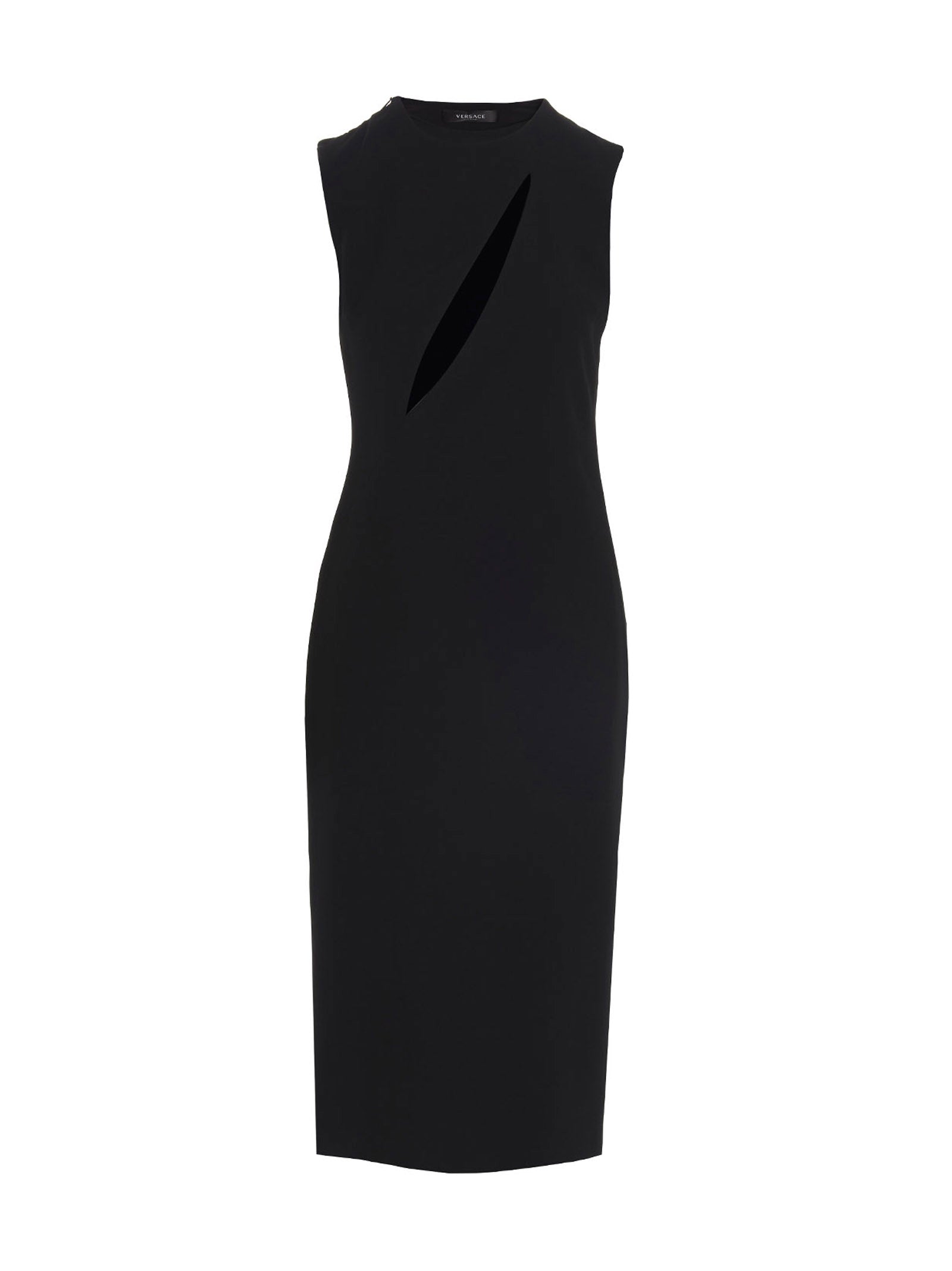 Indulge in the Versace Black Acetate Midi Dress, a symbol of Italian craftsmanship and sensual elegance, perfect for those who embody luxury and confidence.