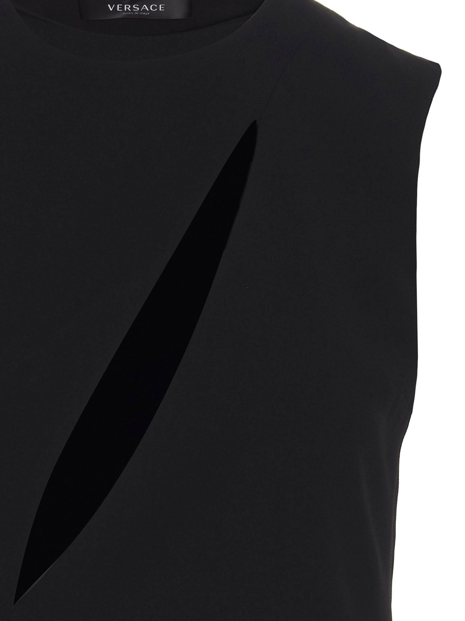 Indulge in the Versace Black Acetate Midi Dress, a masterpiece of Italian craftsmanship, merging luxurious materials with bold elegance for unforgettable moments.