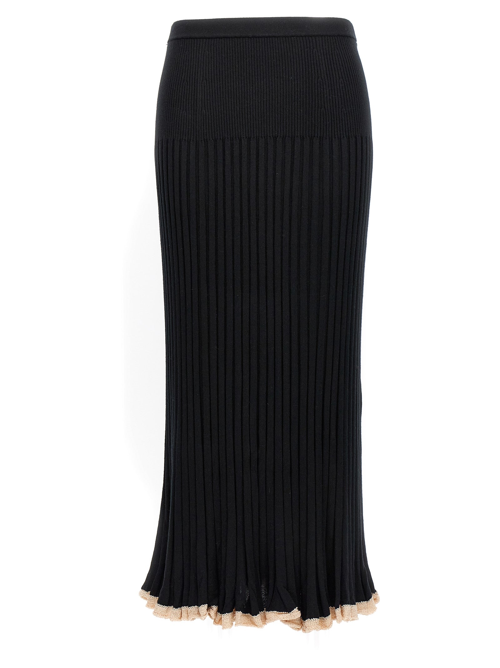 Indulge in the Proenza Schouler Black Silk Midi Skirt, a luxurious silk-cashmere blend masterpiece that redefines elegance and allure for the discerning fashion connoisseur.