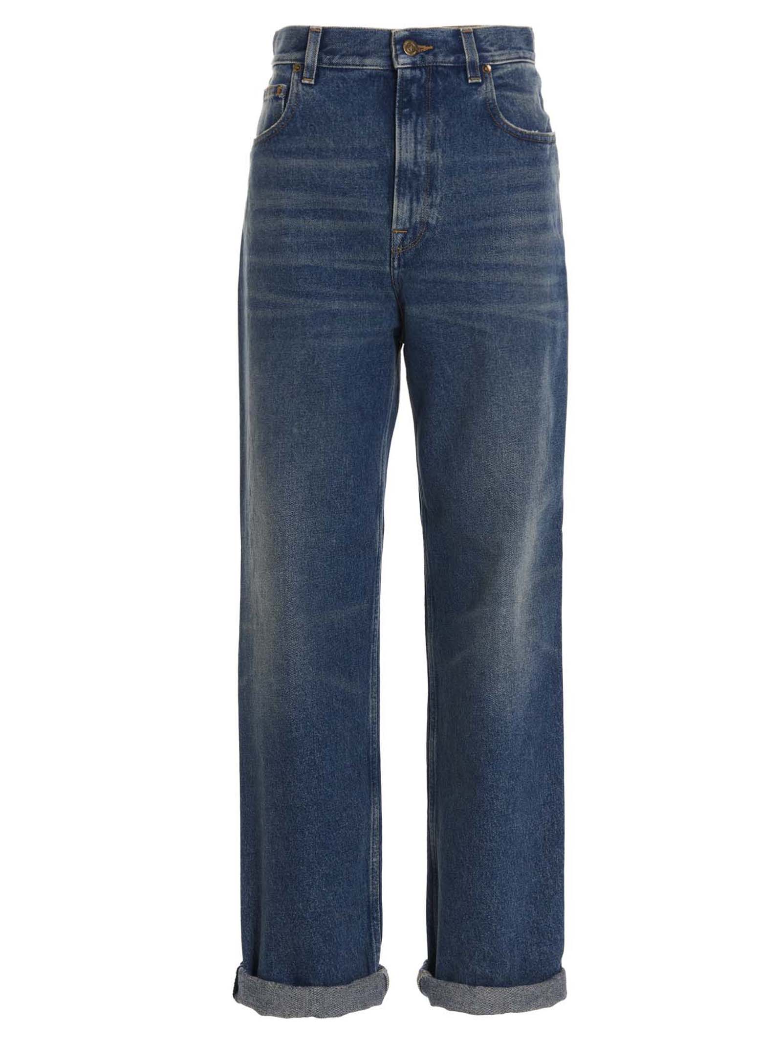 Golden Goose Blue Cotton Straight-Leg Jeans, Luxurious Couture