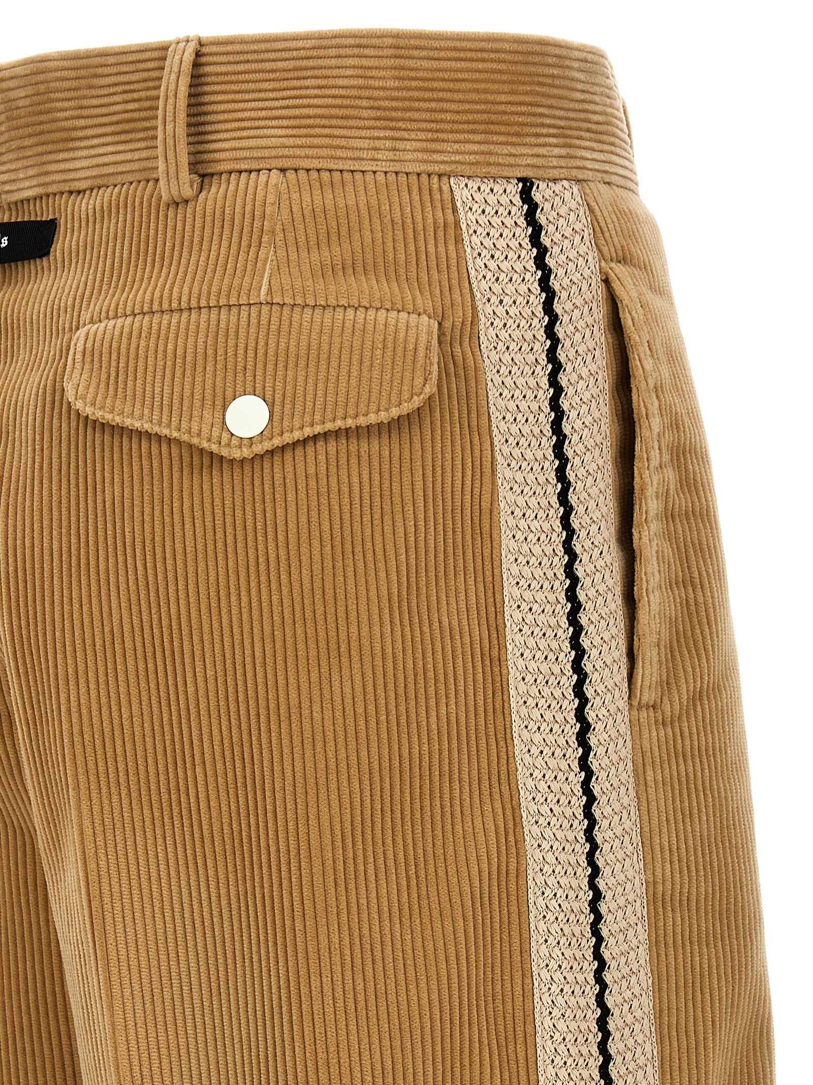 Experience the allure of Palm Angels Beige Cotton Casual Pants, where exquisite craftsmanship meets timeless elegance, perfect for the discerning individual.