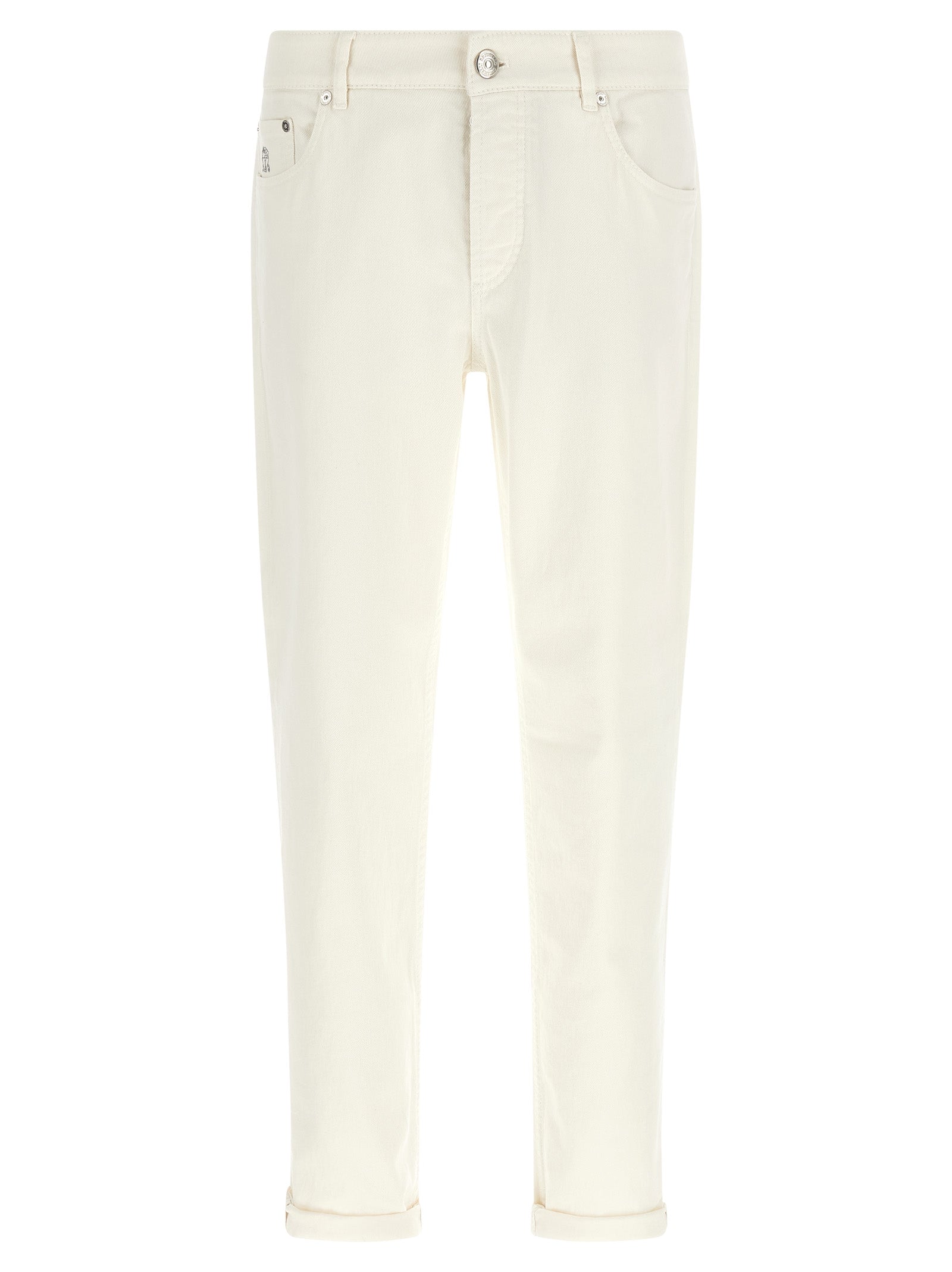 Brunello Cucinelli White Cotton Jeans Denim - Artisanal Luxury Fashion