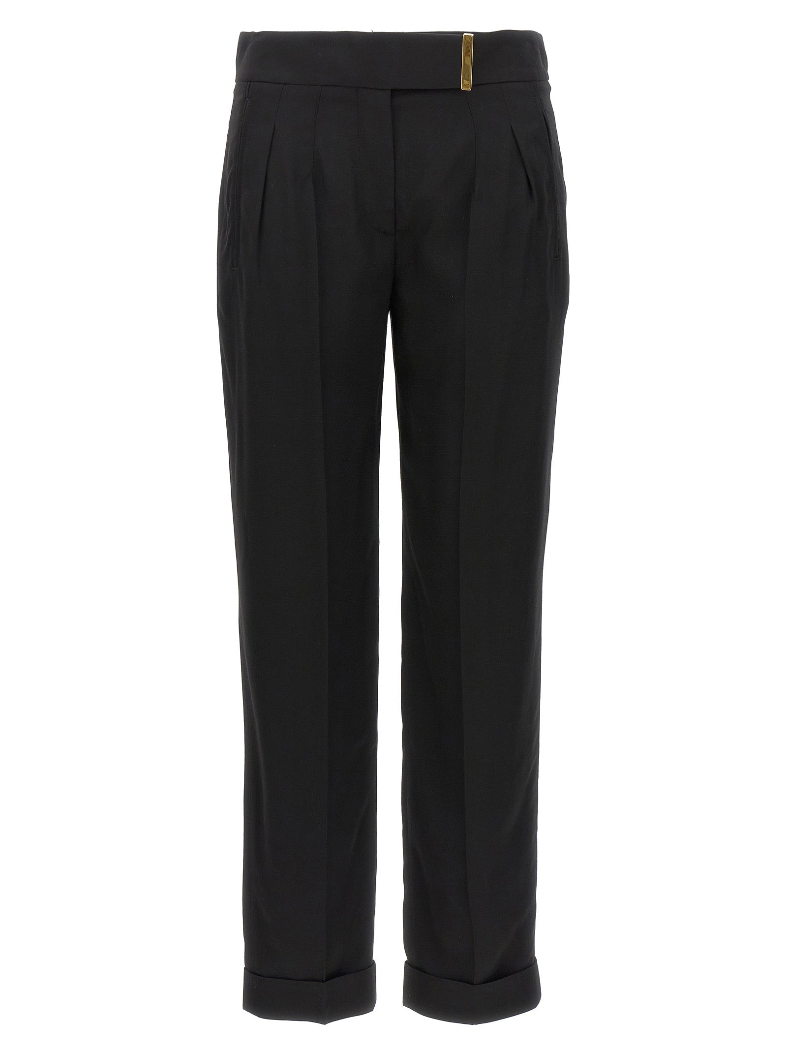 Elevate your elegance with Tom Ford's black viscose dress pants, a masterpiece of Italian craftsmanship that seamlessly blends sophistication with timeless allure.