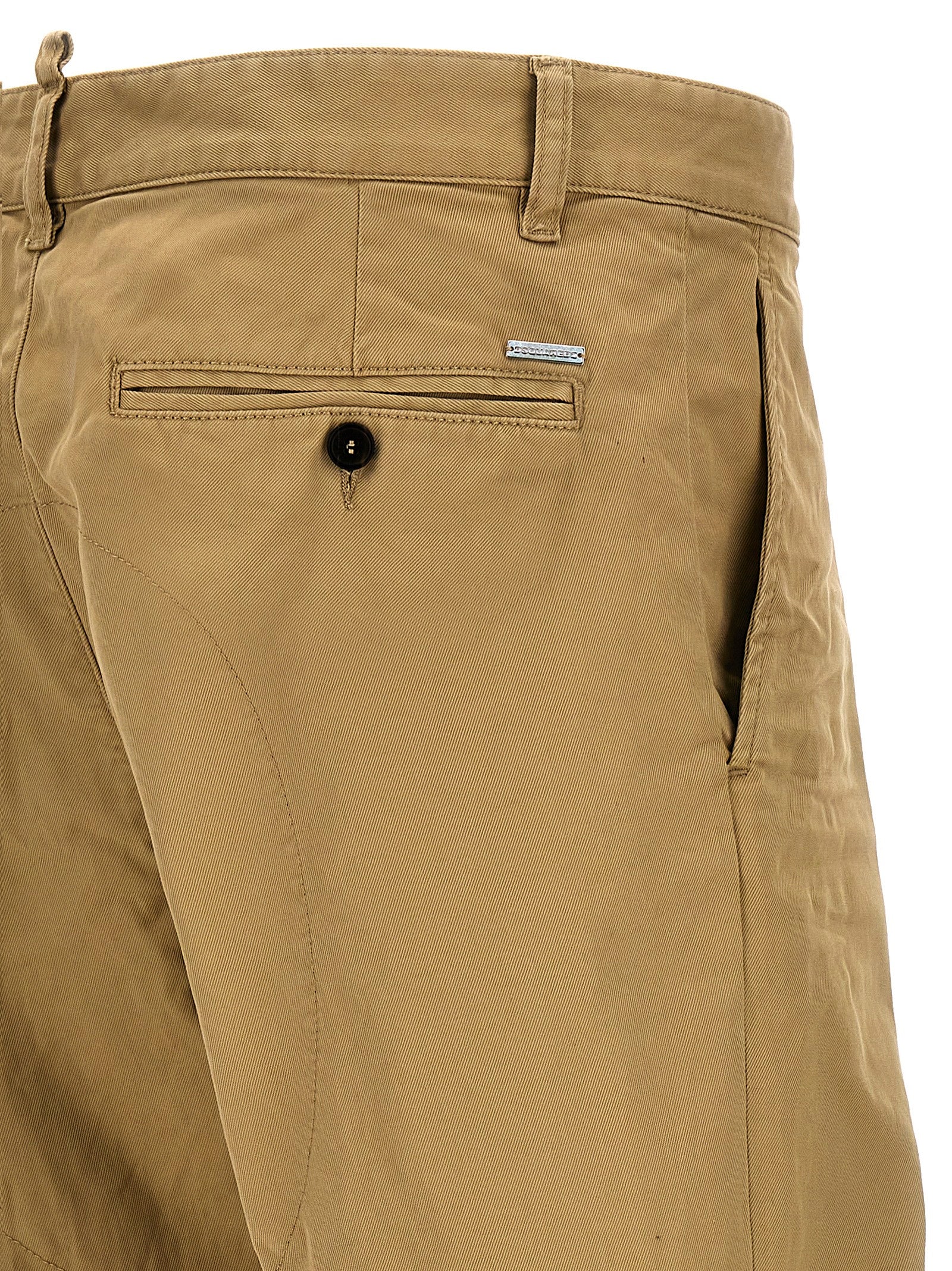 Dsquared² Beige Cotton Chino Pants | Designer Luxury Couture