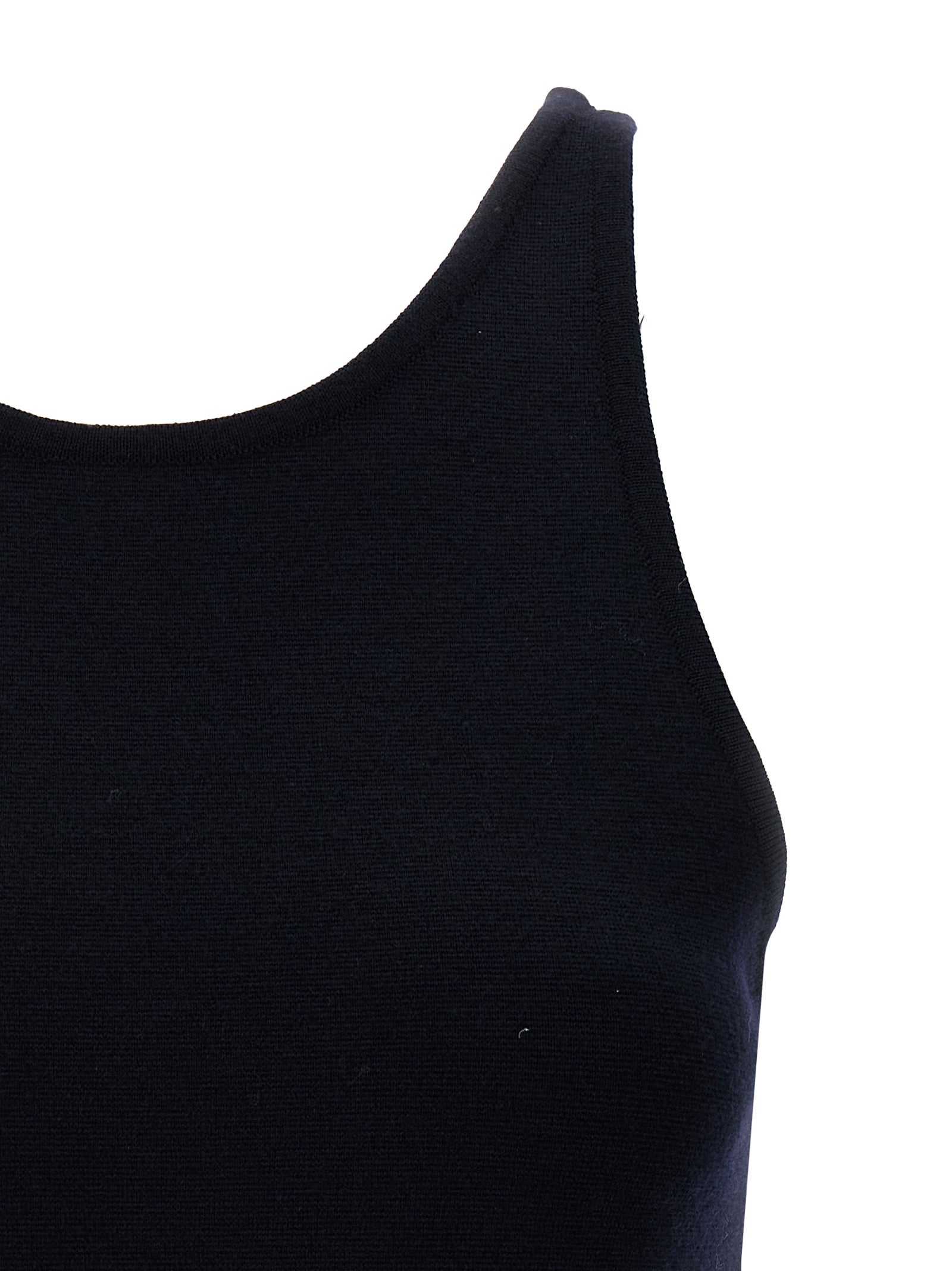 Indulge in the elegance of the Max Mara Blue Virgin Wool Tank Top, a luxurious blend of sophistication and comfort, perfect for the discerning wardrobe.
