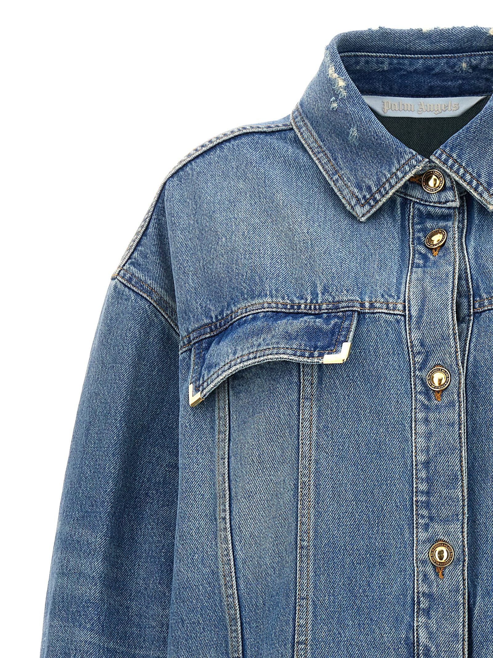 Elevate your wardrobe with the Palm Angels Blue Cotton Denim Jacket, a luxurious blend of artisanal craftsmanship and contemporary style, perfect for any discerning individual.