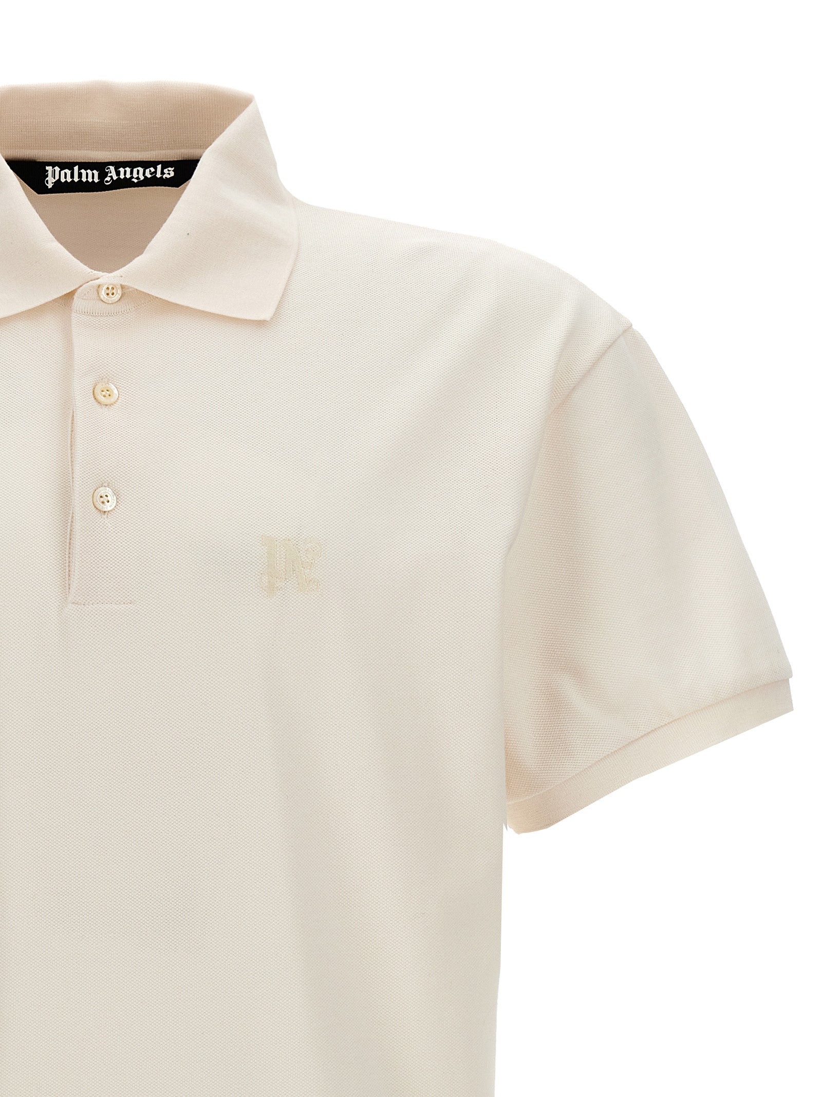 Elevate your wardrobe with the Palm Angels White Polyester Polo Shirt, a symbol of artisanal luxury and sophistication, perfect for the discerning individual.