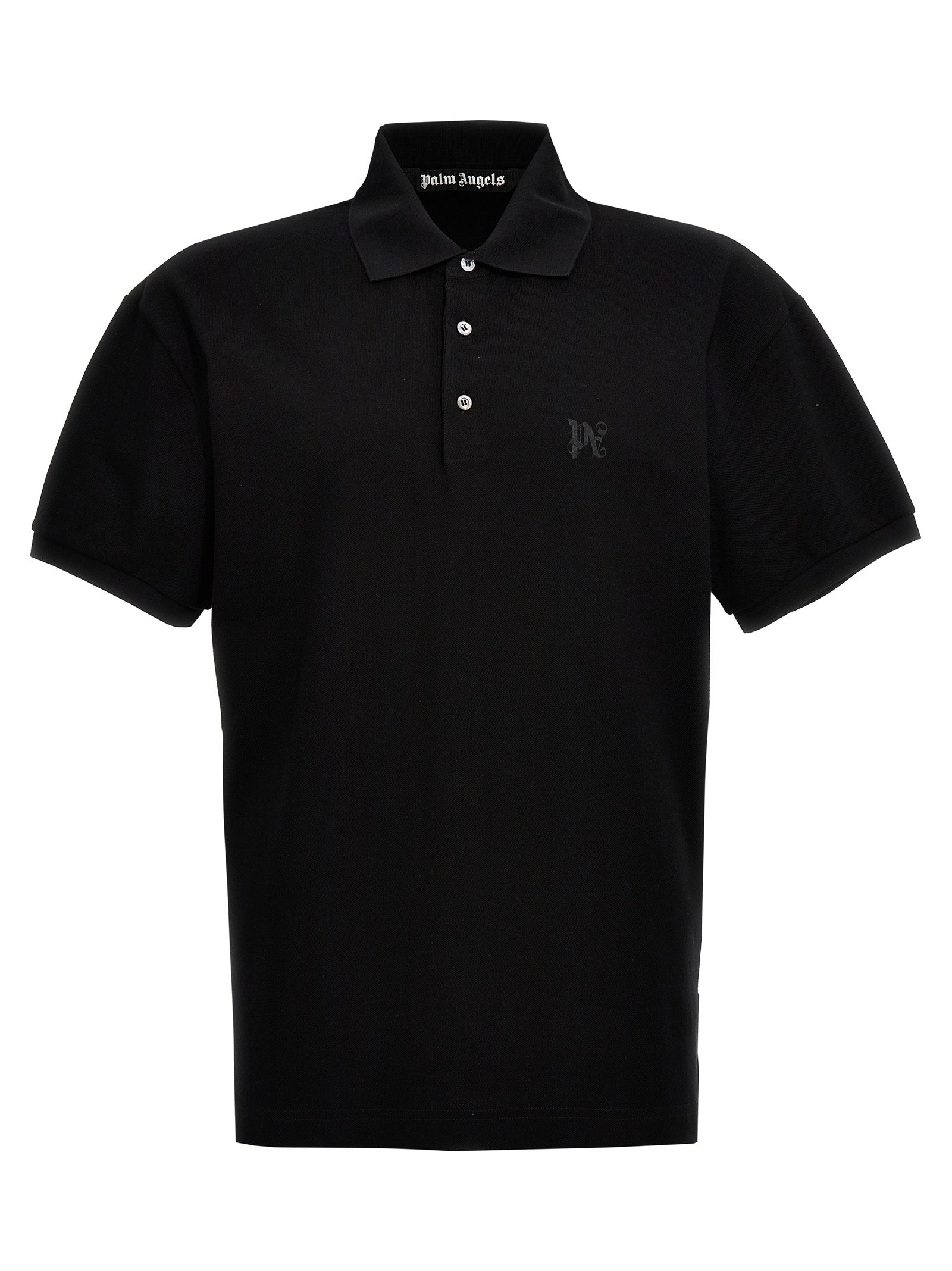 Elevate your wardrobe with the Palm Angels Black Polyester Polo Shirt, a luxurious blend of Italian craftsmanship and bold style, perfect for discerning trendsetters.