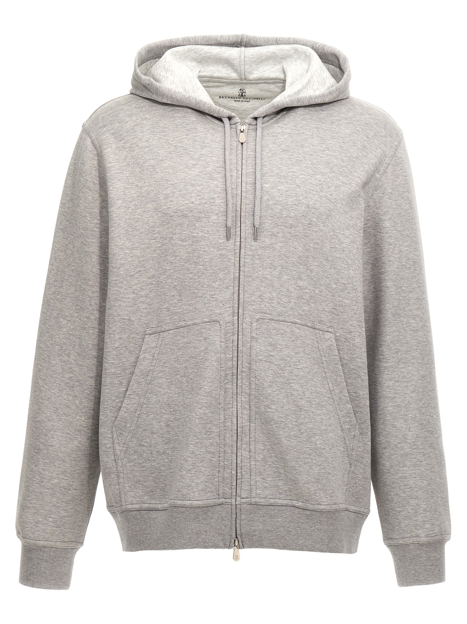 Brunello Cucinelli Gray Cotton Sweatshirt - Designer Luxury Couture