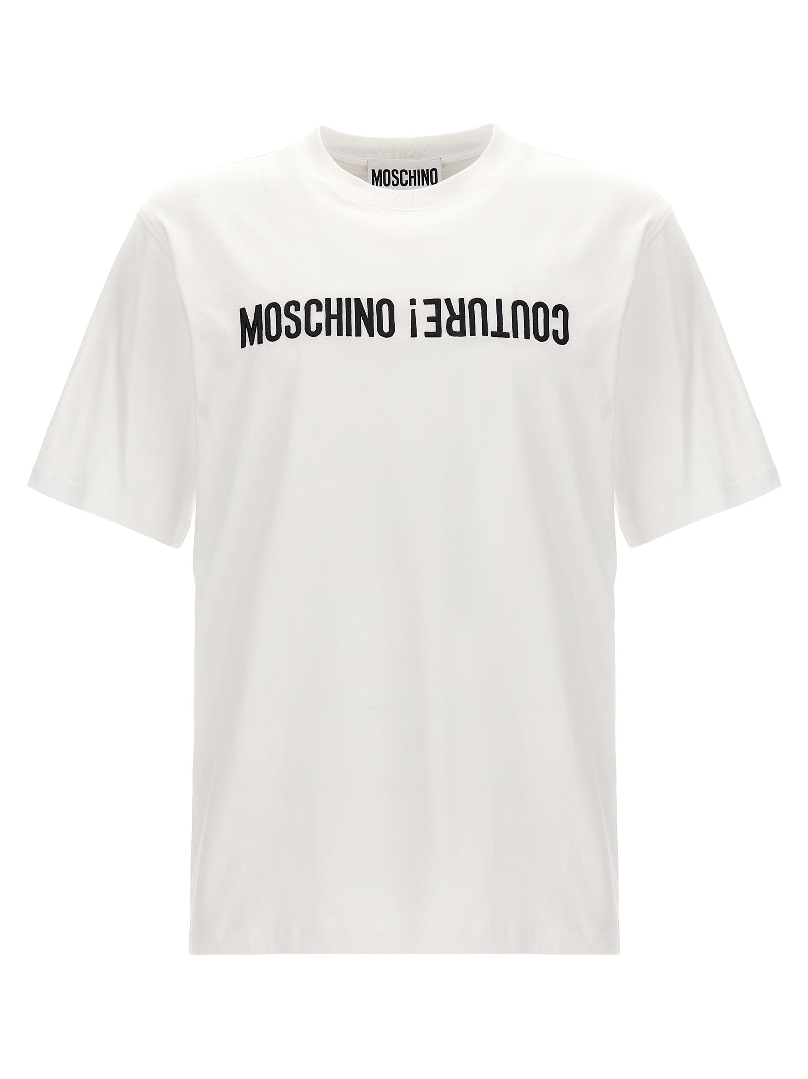 Elevate your wardrobe with the Moschino Bicolor Cotton T-Shirt, a luxurious blend of comfort and style, crafted in Portugal for the discerning individual.