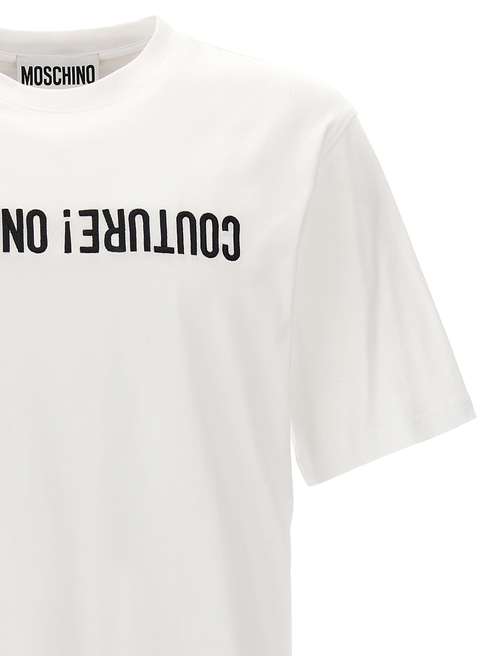 Indulge in the Moschino Bicolor Cotton T-Shirt, a luxurious blend of comfort and style, embodying sophistication with its iconic design and impeccable craftsmanship.