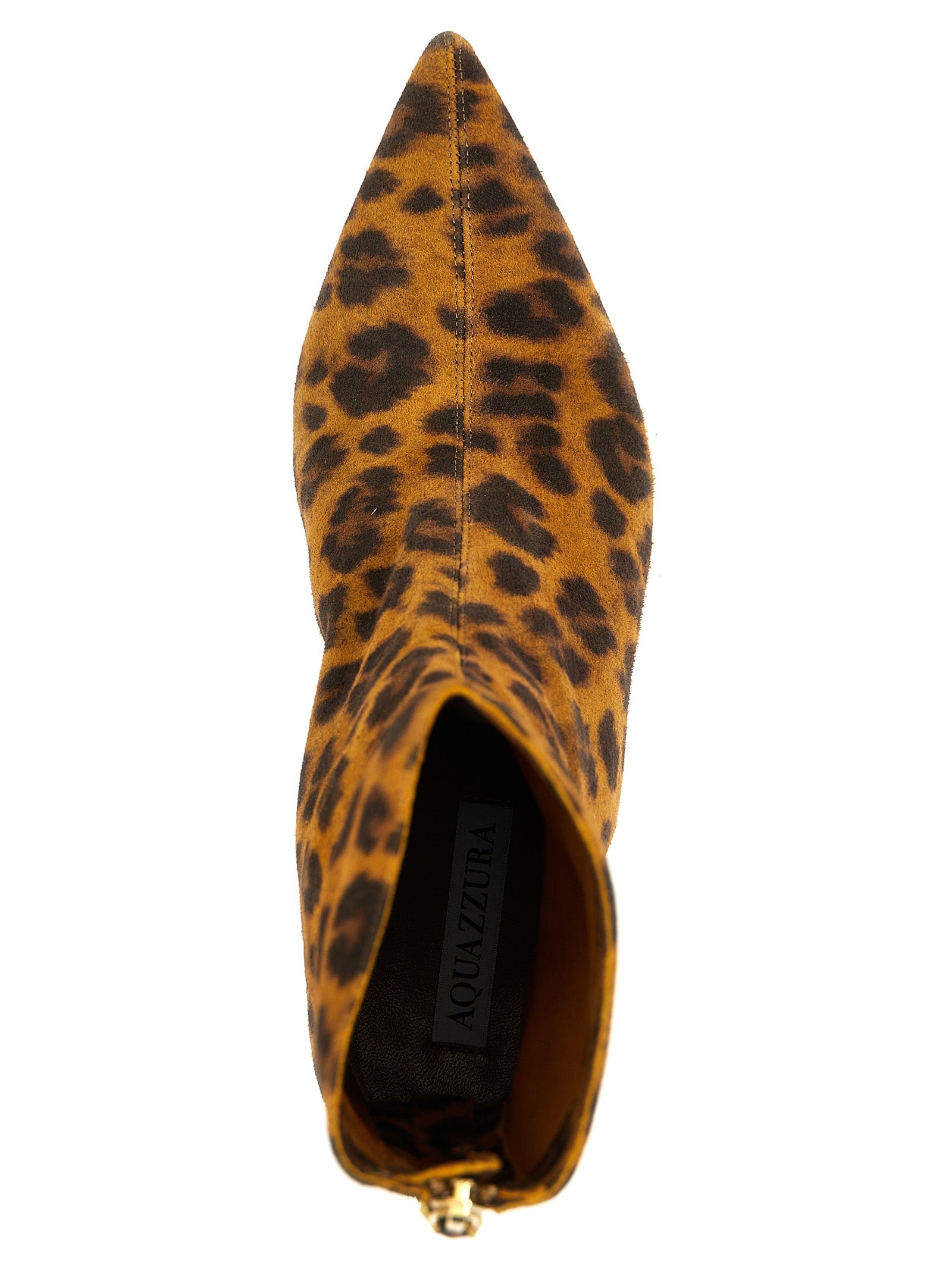 Step into the allure of Aquazzura's Montmartre leopard ankle boots, where sumptuous suede meets Italian craftsmanship, embodying luxury and sophistication for the discerning individual.