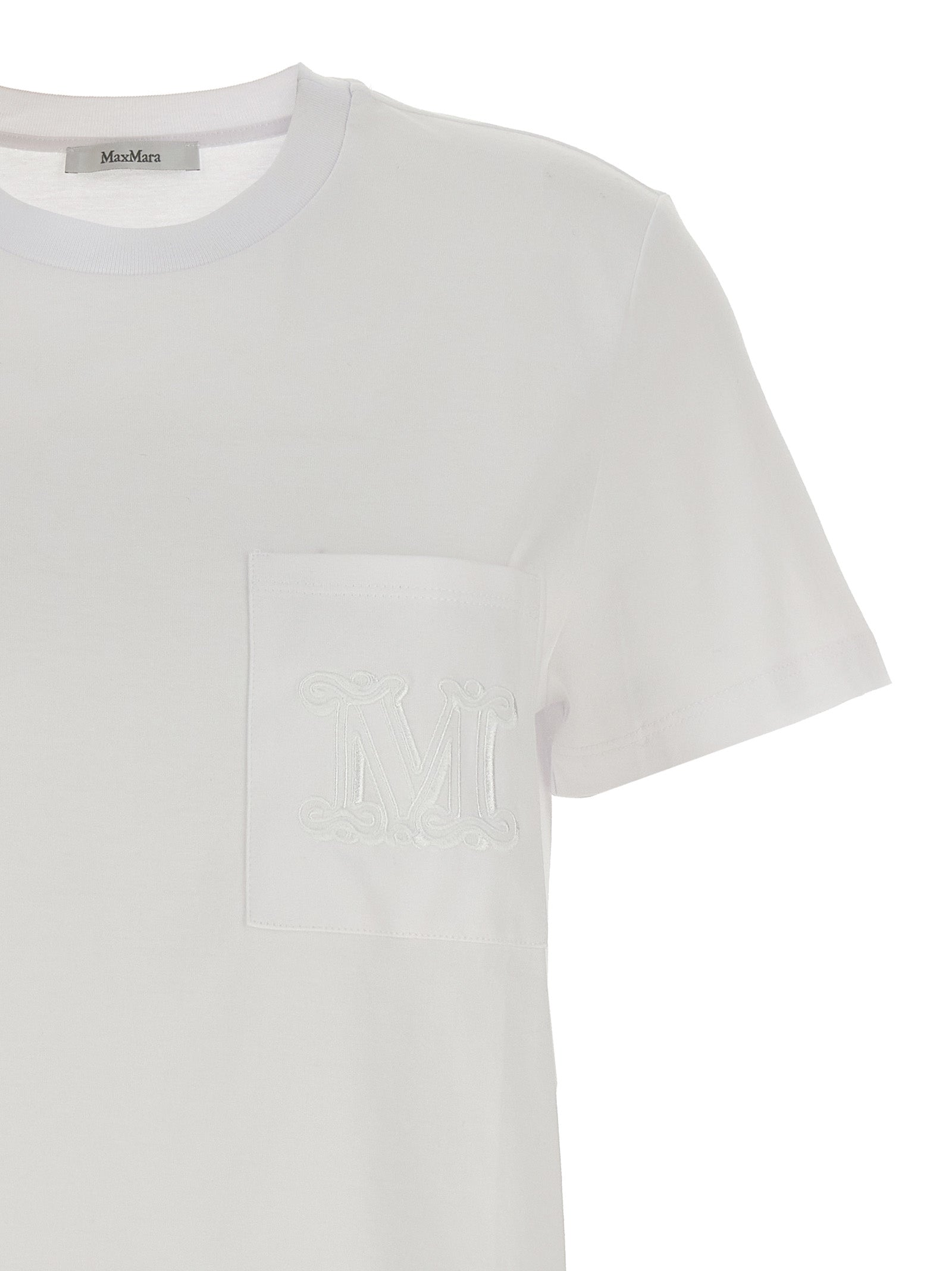 Elevate your wardrobe with the Max Mara White Cotton T-Shirt, a luxurious essential crafted from pure cotton, embodying effortless elegance and artisanal sophistication.