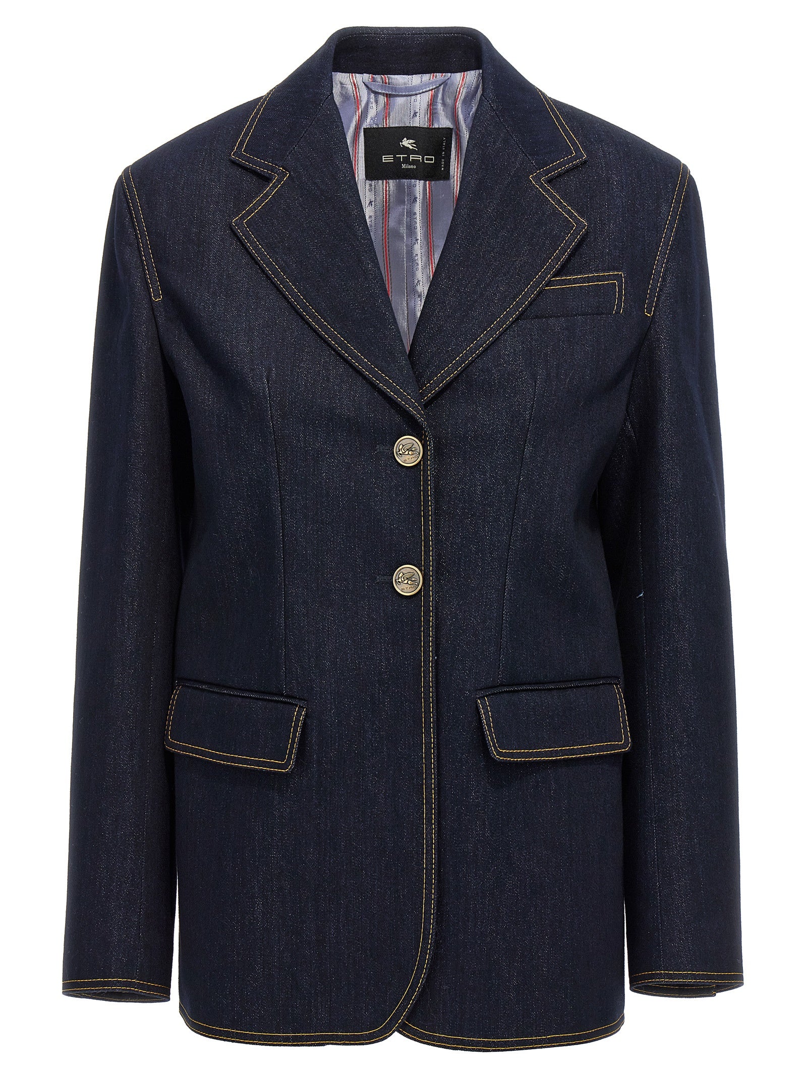 Etro Blue Cotton Blazer