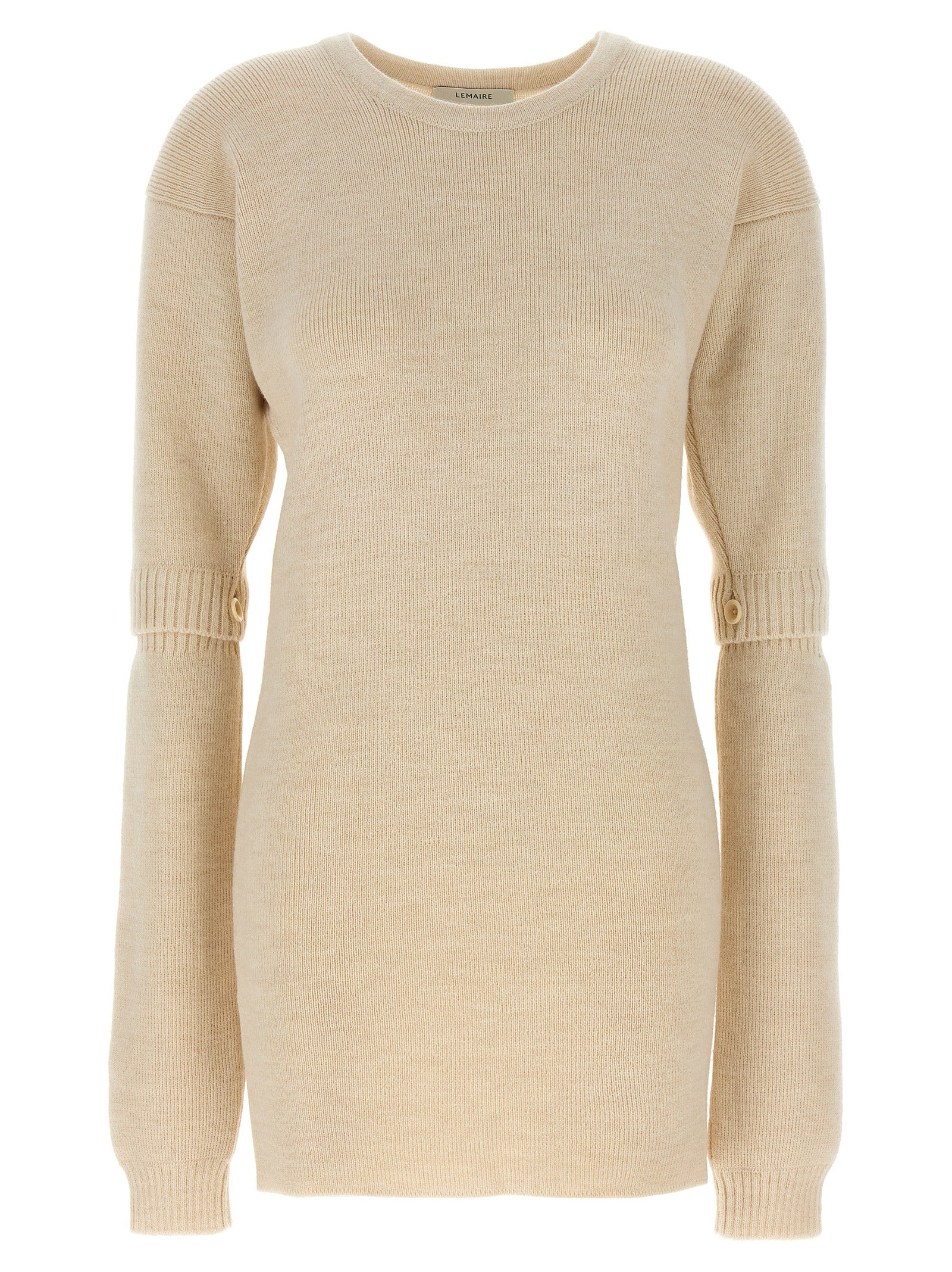 Elevate your elegance with Lemaire's White Acetate Short Dress, a luxurious blend of alpaca and wool, embodying modern sophistication and timeless allure.