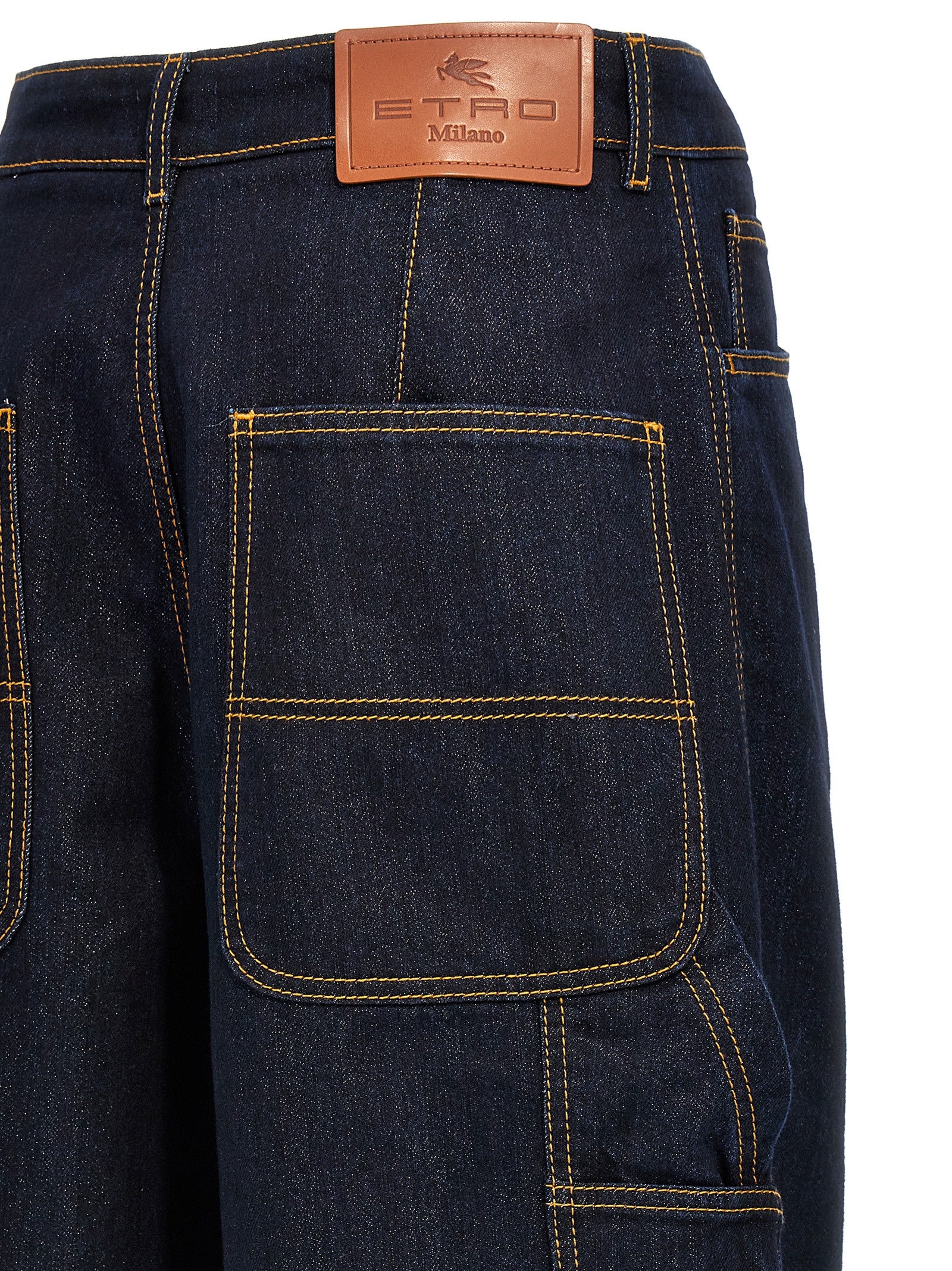 Indulge in the Etro Blue Cotton Jeans, where Italian craftsmanship meets a bold wide leg design, offering a luxurious statement for the discerning fashion aficionado.