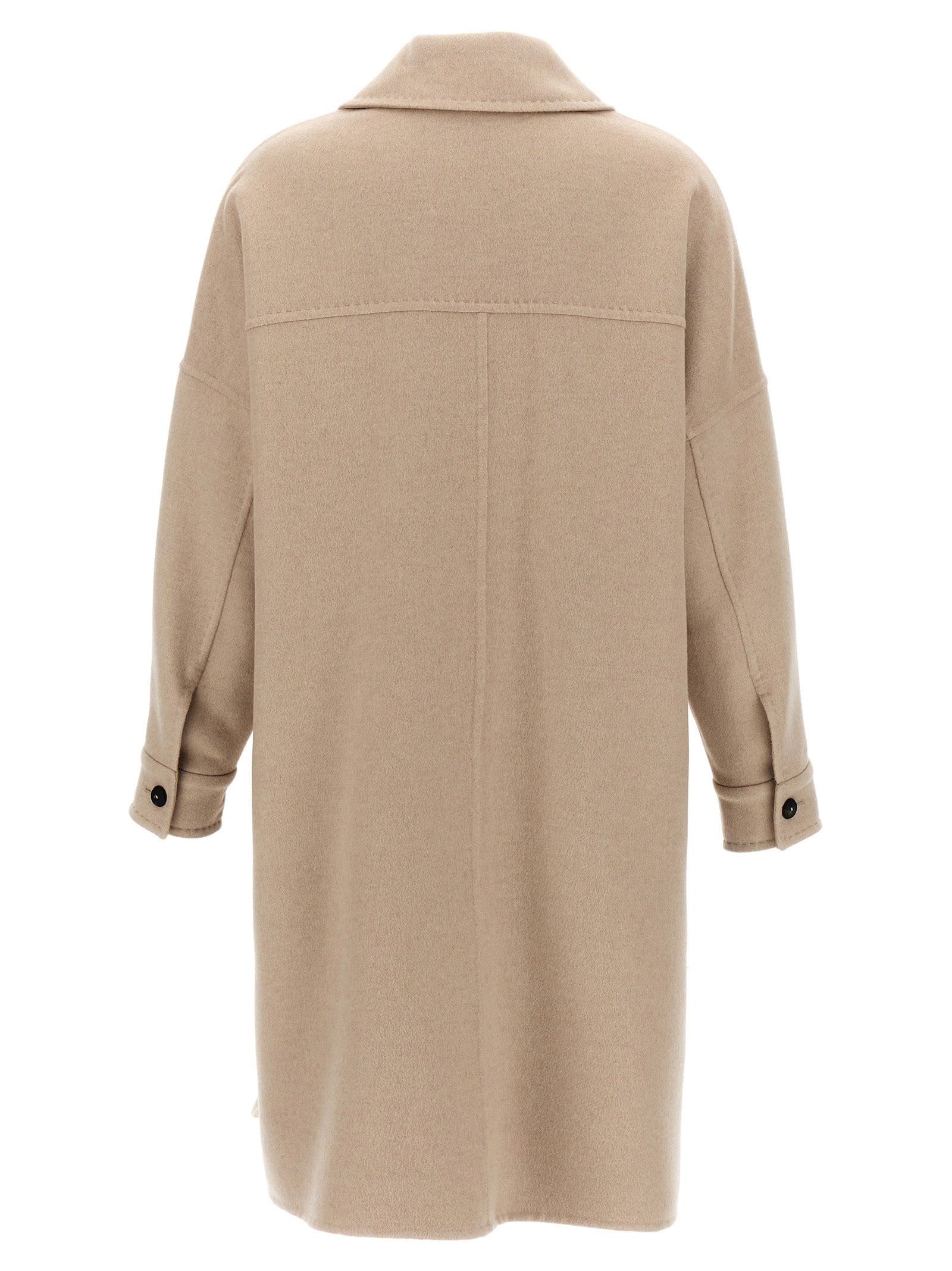 Elevate your wardrobe with the Max Mara Beige Cashmere Coat, a masterpiece of artisanal craftsmanship in luxurious 100% cashmere, perfect for sophisticated elegance.