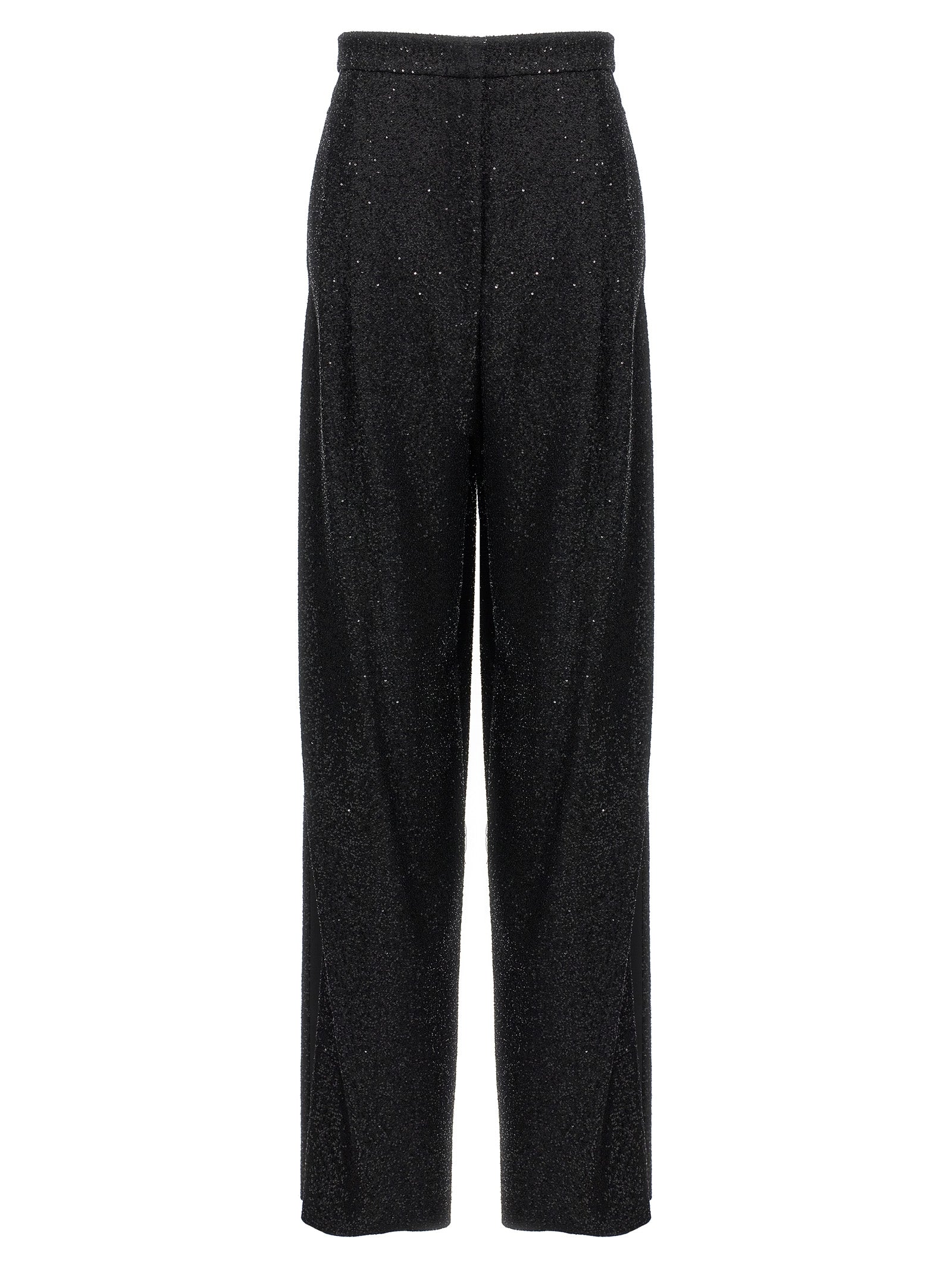 Elevate your style with Max Mara's Navigli Black Viscose Dress Pants, where luxurious materials and exquisite detailing create an unforgettable statement of sophistication.