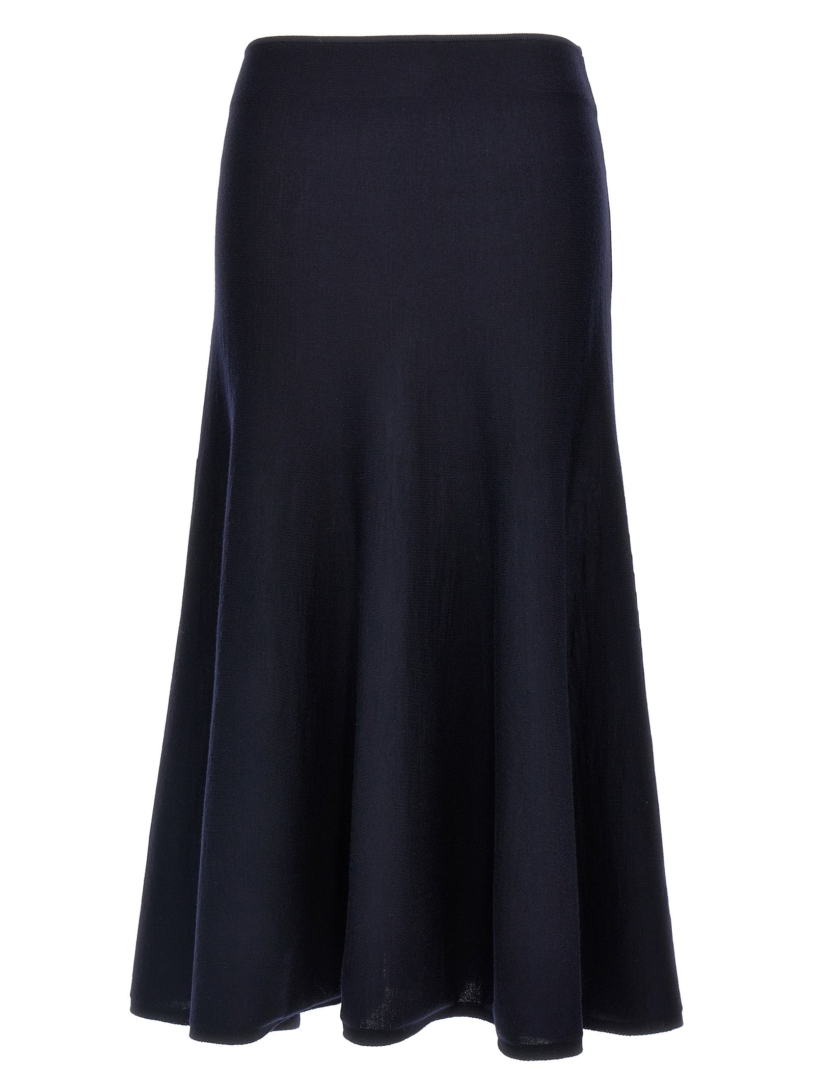 Elevate your style with KHAITE's Mayu blue wool midi skirt, a masterpiece of Italian craftsmanship that embodies elegance and versatility for the discerning individual.