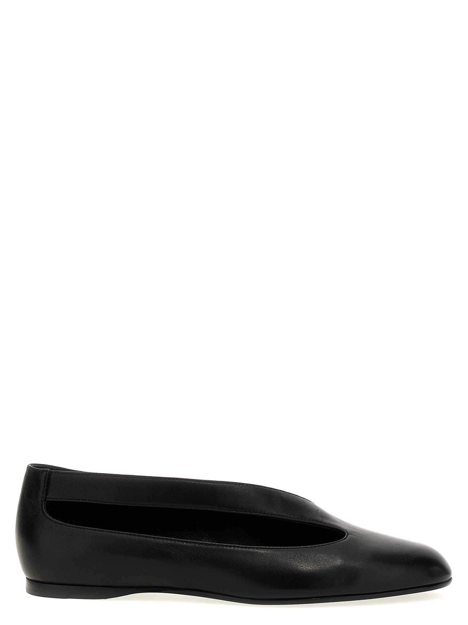 Step into the realm of sophistication with Khaite Black Lamb Leather Ballet Flats, where artisanal craftsmanship meets modern elegance, perfect for the discerning connoisseur.