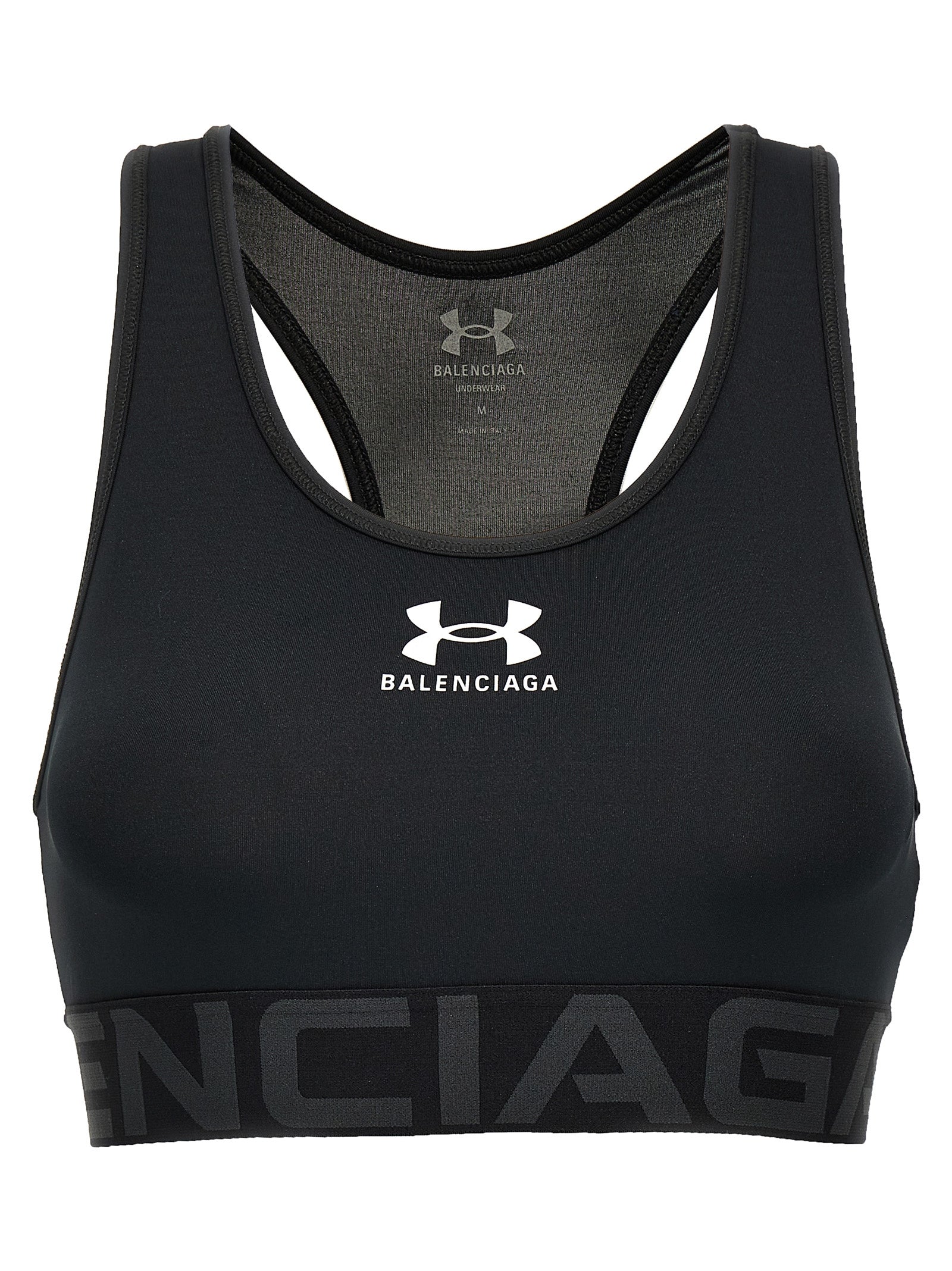 Balenciaga Black Polyester Sport Bra - Designer Luxe Athleisure