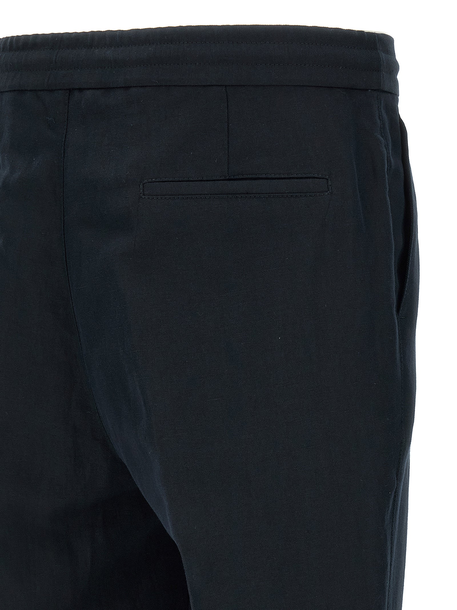 Brunello Cucinelli Blue Linen Casual Pants - Artisanal Luxury