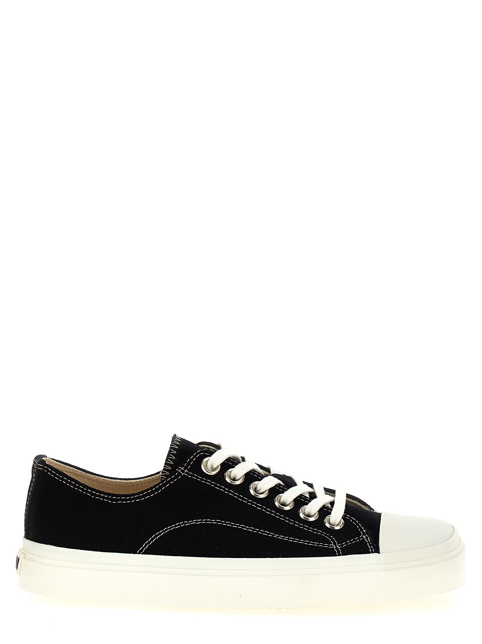 Elevate your style with Moschino's Black Cotton Low Top Sneakers, where luxurious craftsmanship meets bold design for the discerning trendsetter.