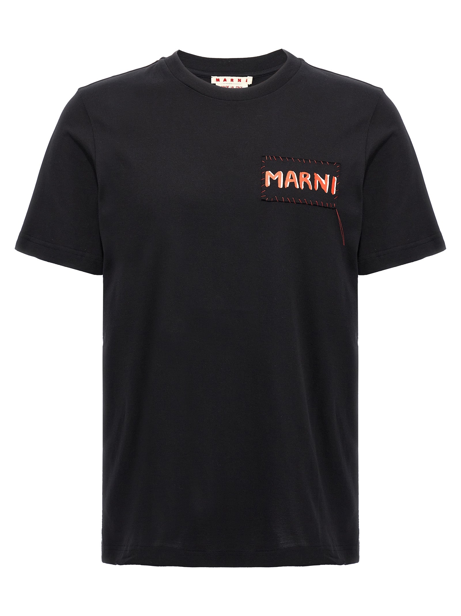 Experience the allure of the Marni Black Cotton T-Shirt, where artisanal craftsmanship meets timeless elegance, perfect for those who embrace luxury and sophistication.