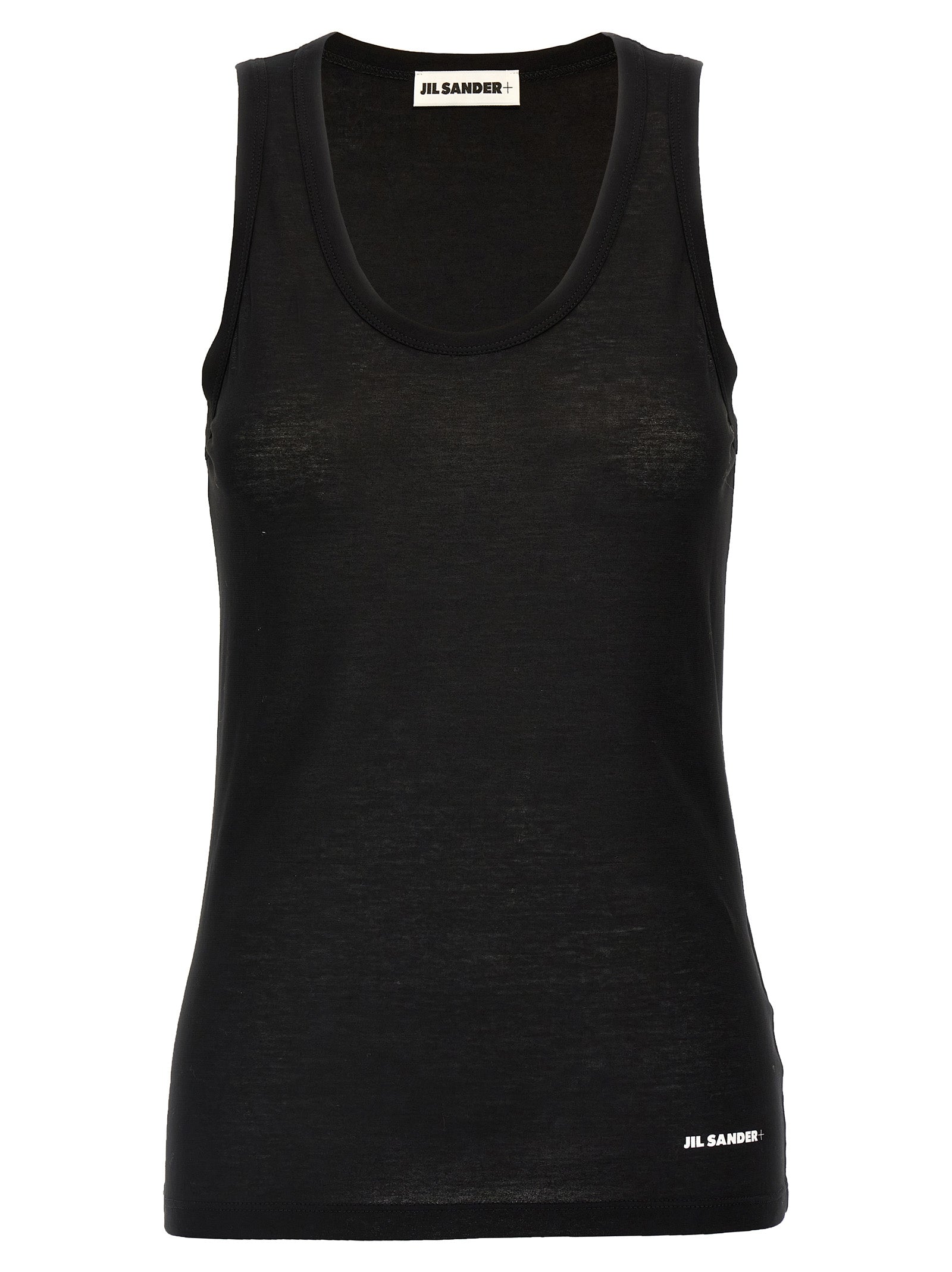 Elevate your wardrobe with the Jil Sander Black Cotton Sleeveless T-Shirt, a luxurious Italian-crafted essential that embodies timeless sophistication and effortless elegance.