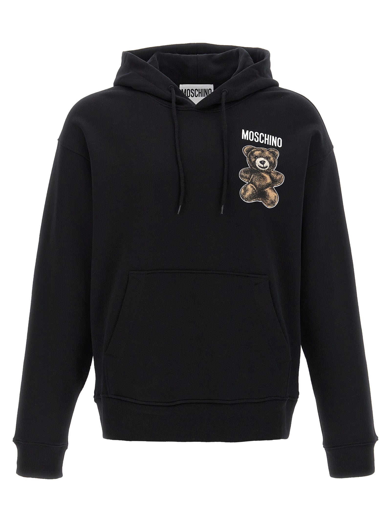 Elevate your wardrobe with the Moschino Black Cotton Sweatshirt, a luxurious blend of playful design and exquisite craftsmanship, perfect for discerning individuals.