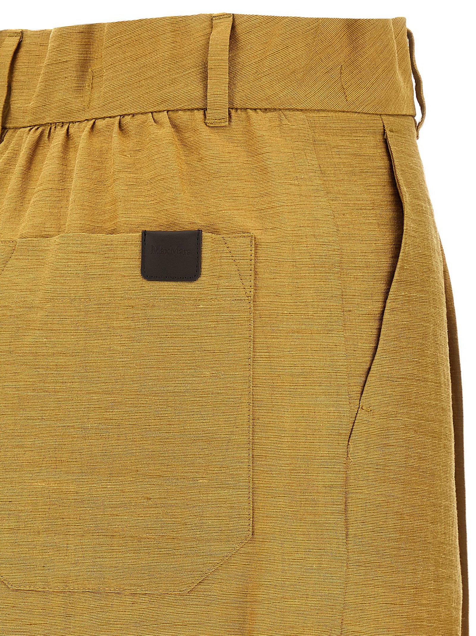Elevate your elegance with Max Mara's Gold Fluorofiber Dress Pants, a luxurious silk blend masterpiece that embodies sophistication and timeless allure.