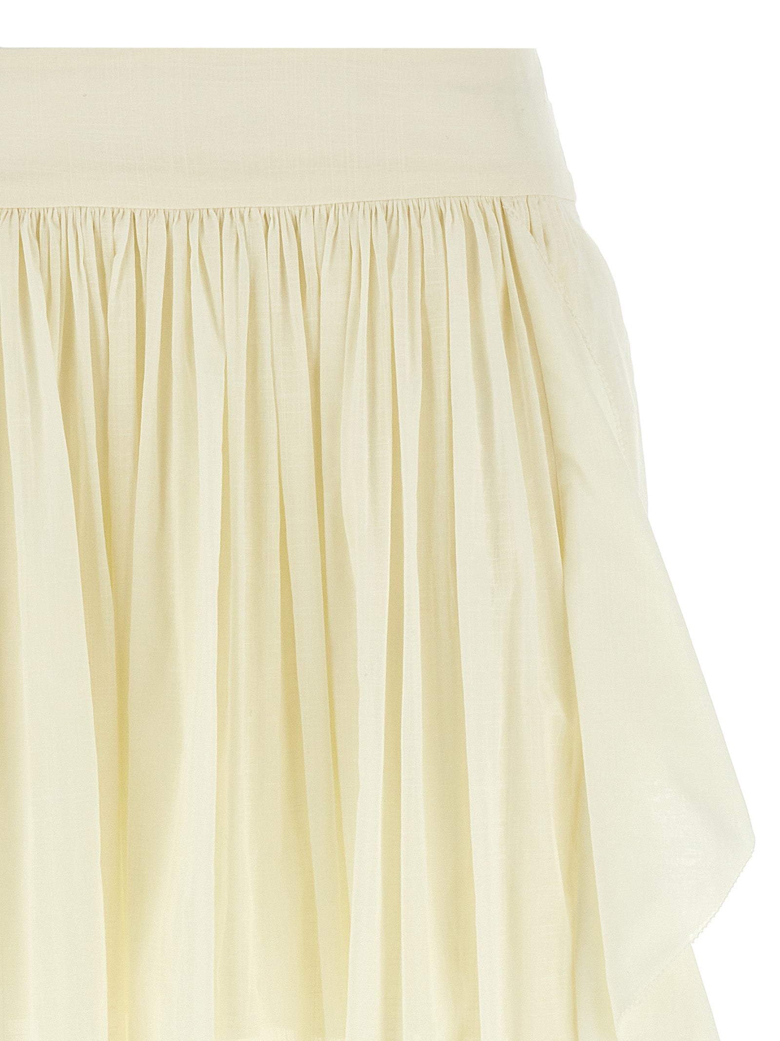 Indulge in the Zimmermann Acacia Ruffle Mini Skirt, crafted from luxurious 100% cotton, embodying elegance and sophistication for unforgettable summer soirées.