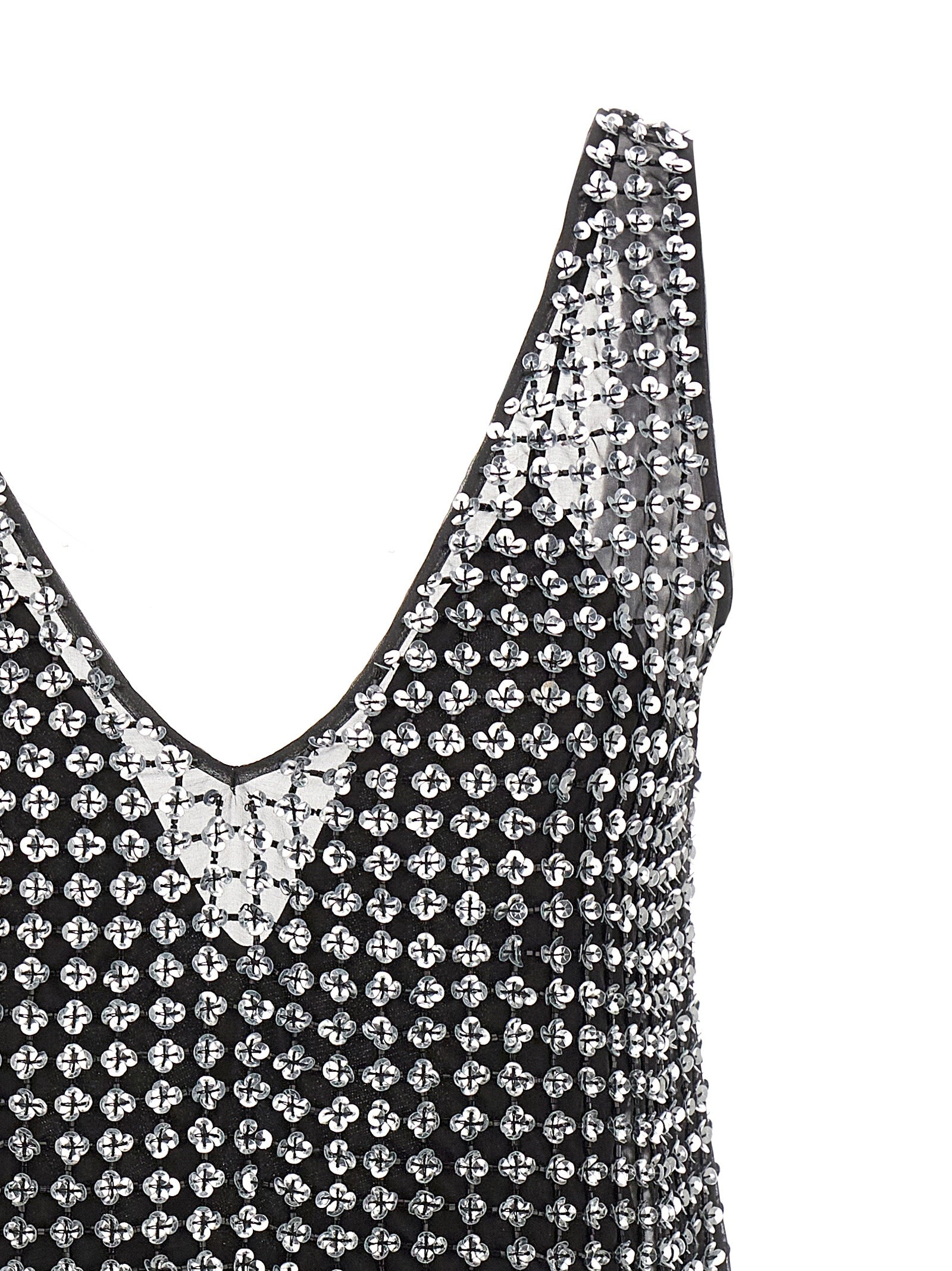 Experience the allure of the Max Mara Black Silk Short Dress, a masterpiece of Italian craftsmanship adorned with floral sequins, perfect for unforgettable moments.