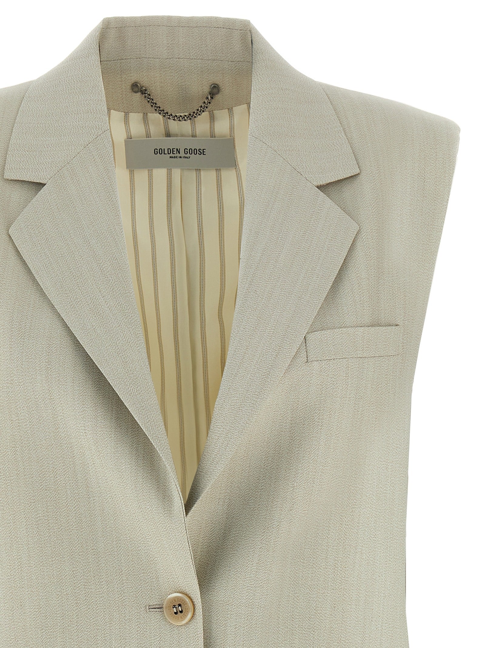 Golden Goose Beige Virgin Wool Sleeveless Jacket - Designer Couture