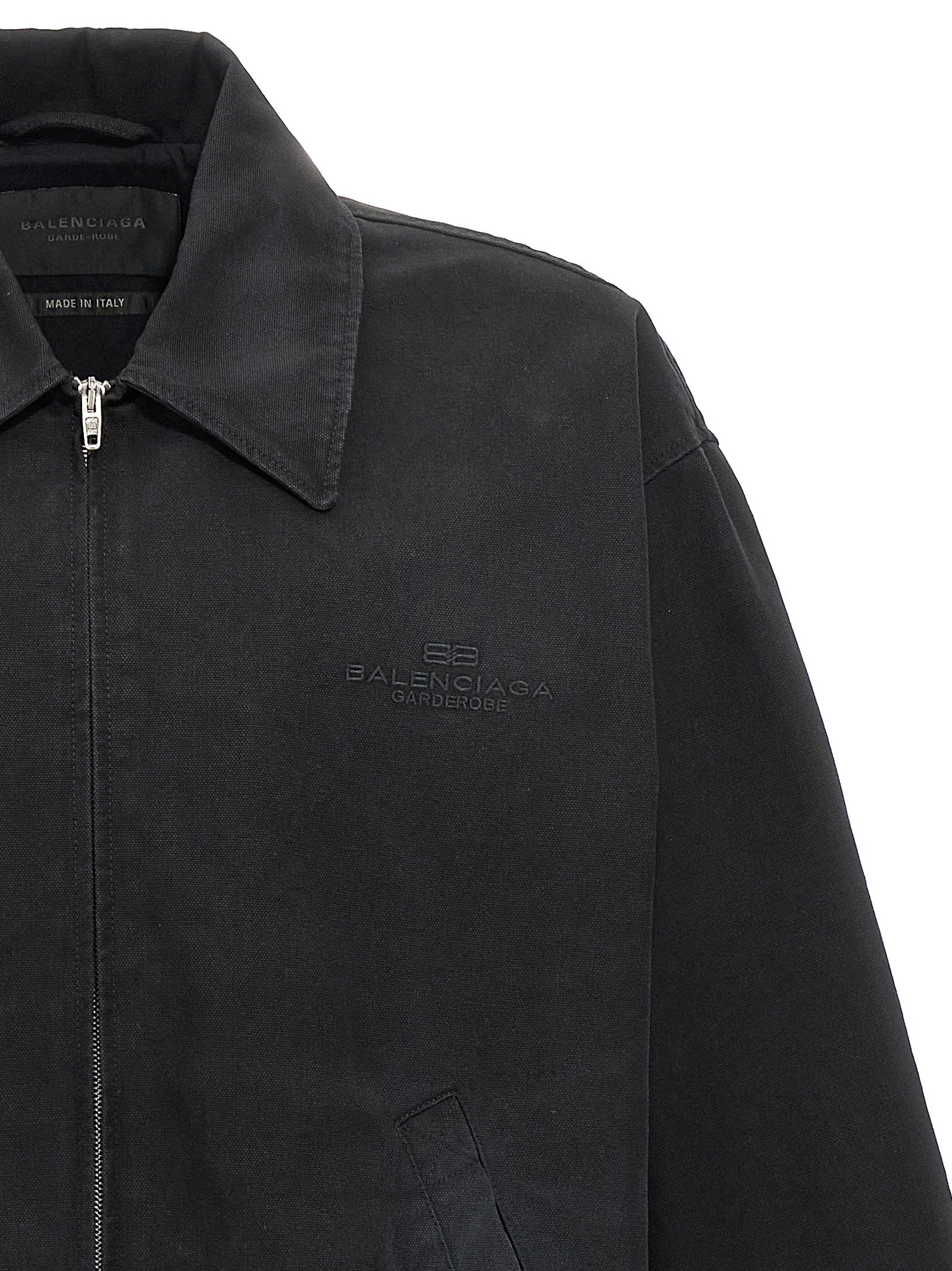 Balenciaga Black Cotton Full-Length Jacket, Designer Couture Elegance