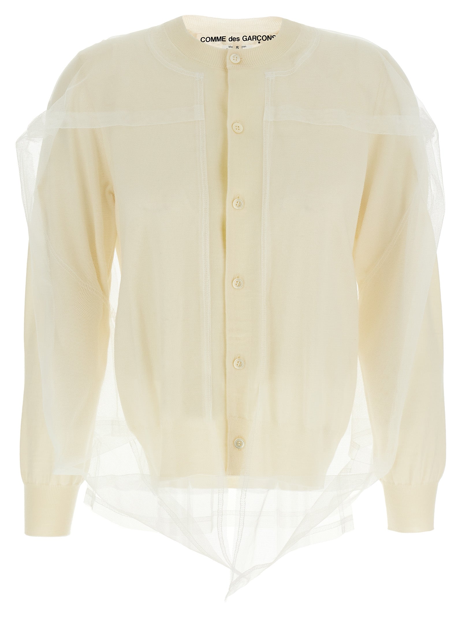 Comme Des Garçons White Wool Cardigan – Artisanal Luxury Fashion