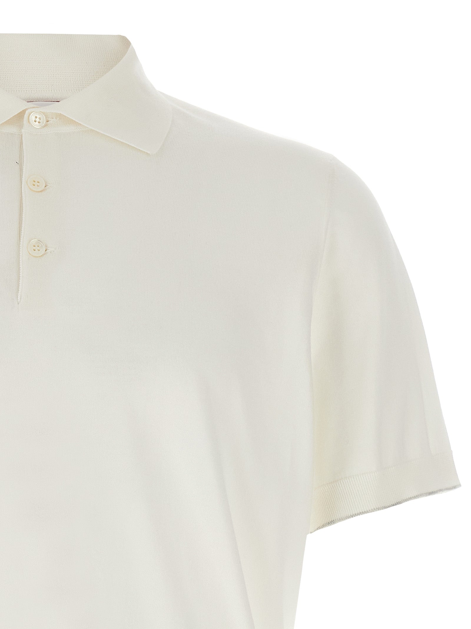 Brunello Cucinelli White Cotton Polo Shirt - Designer Couture