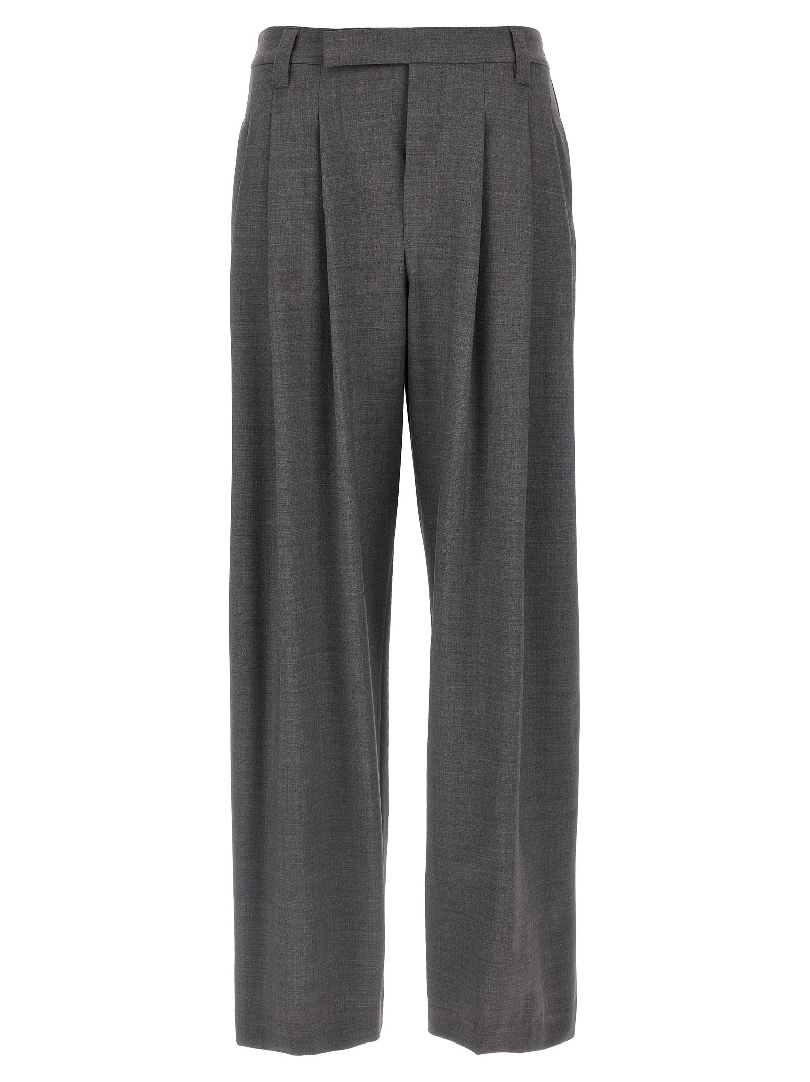 Brunello Cucinelli Gray Virgin Wool Casual Pants - Couture Elegance