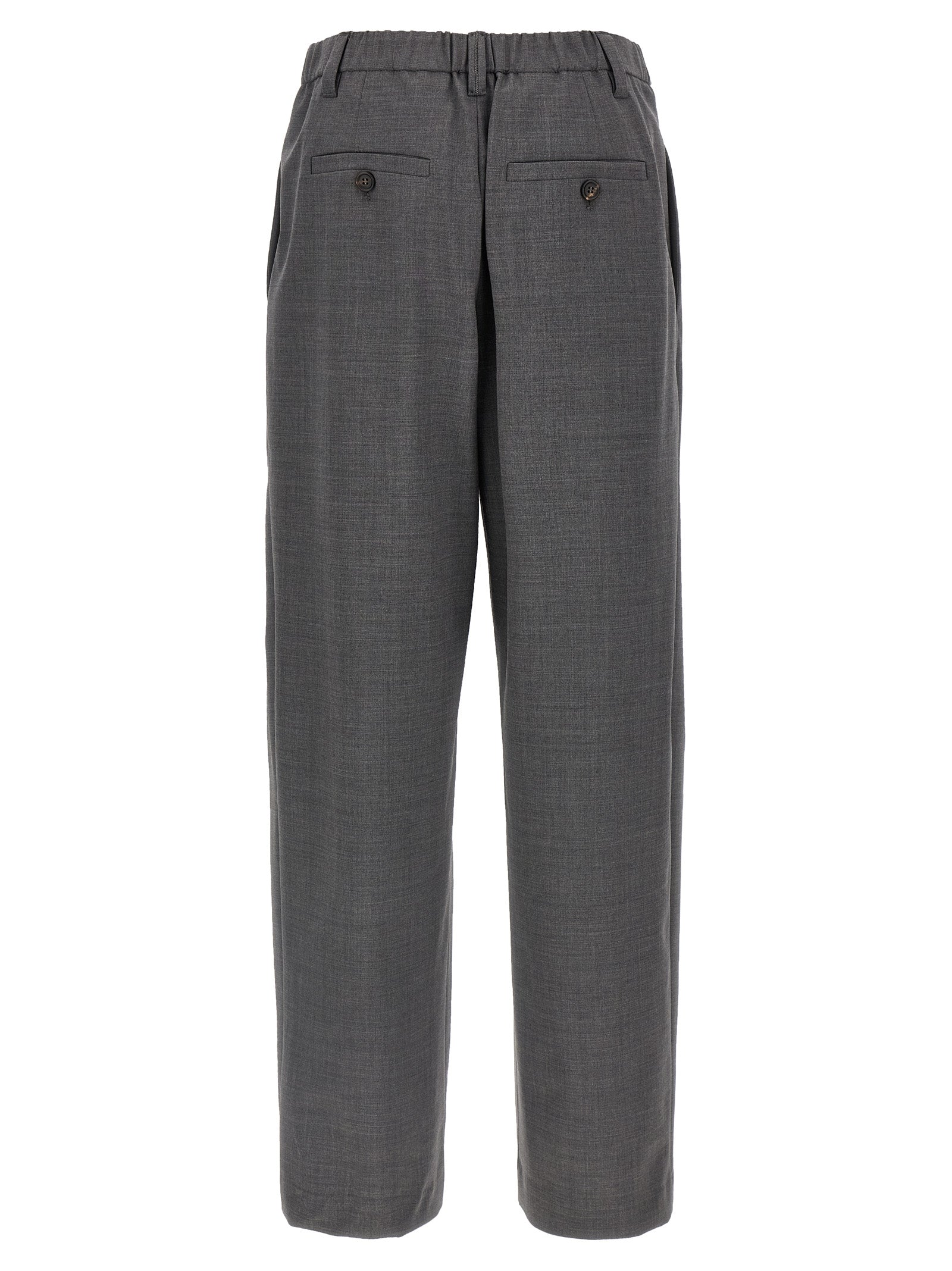 Brunello Cucinelli Gray Virgin Wool Casual Pants - Designer Elegance