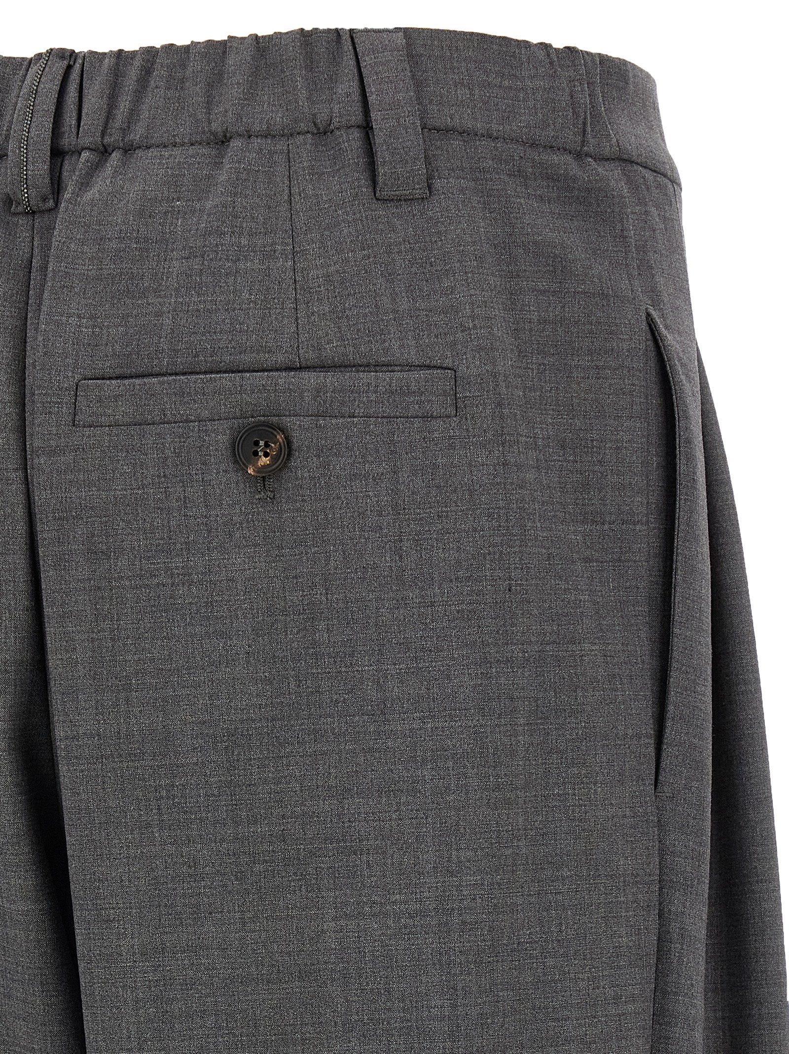 Brunello Cucinelli Gray Virgin Wool Casual Pants - Artisanal Elegance