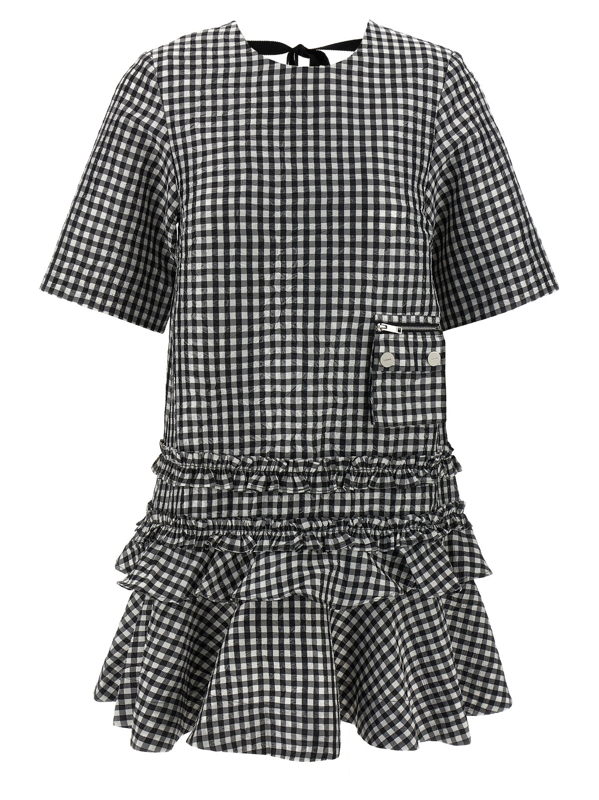 Ganni Crinkled Check Mini Dress - Timeless Luxury Elegance