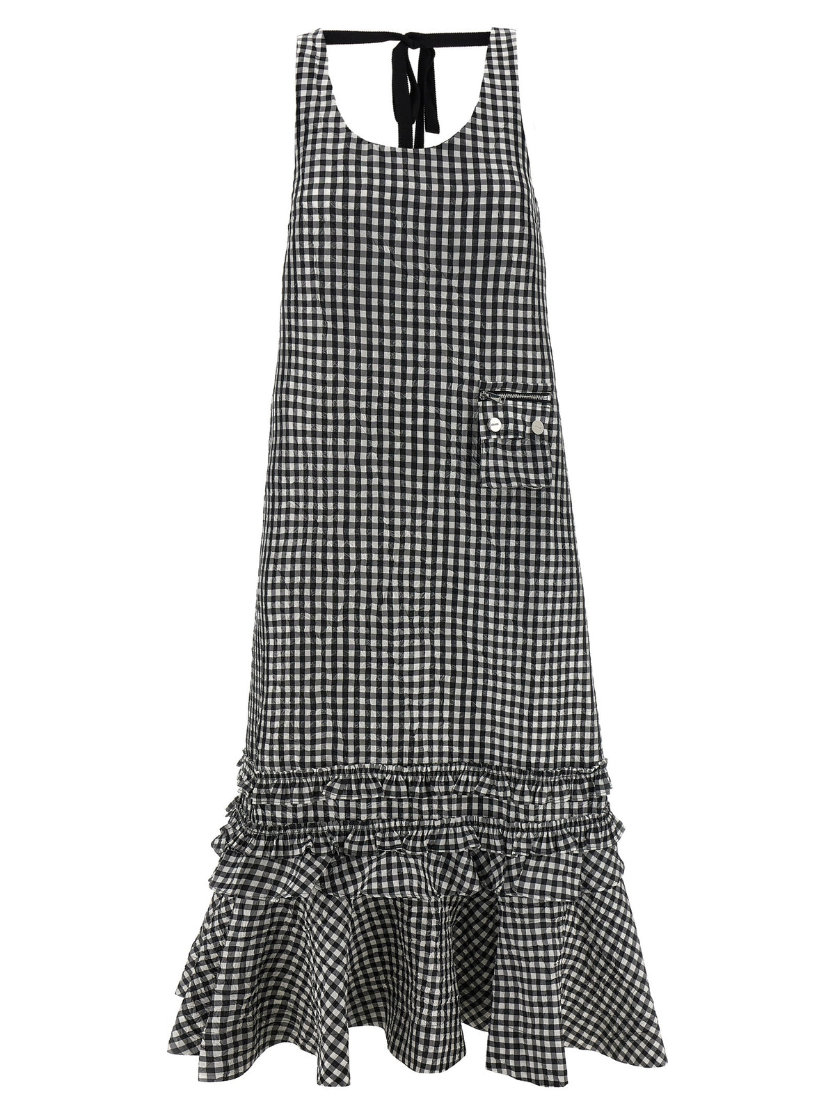Ganni Crinkled Check Midi Dress - Sustainable Luxe Fashion