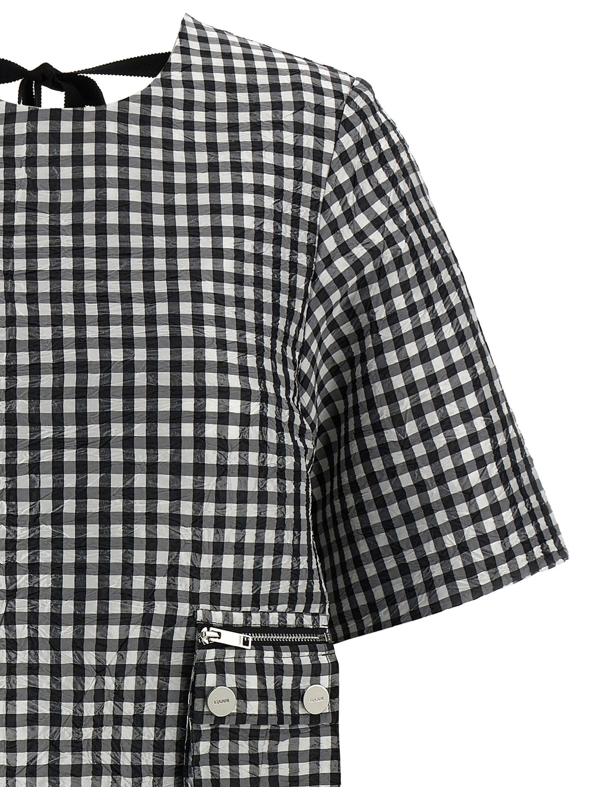 Ganni Crinkled Check Mini Dress - Timeless Luxury Elegance
