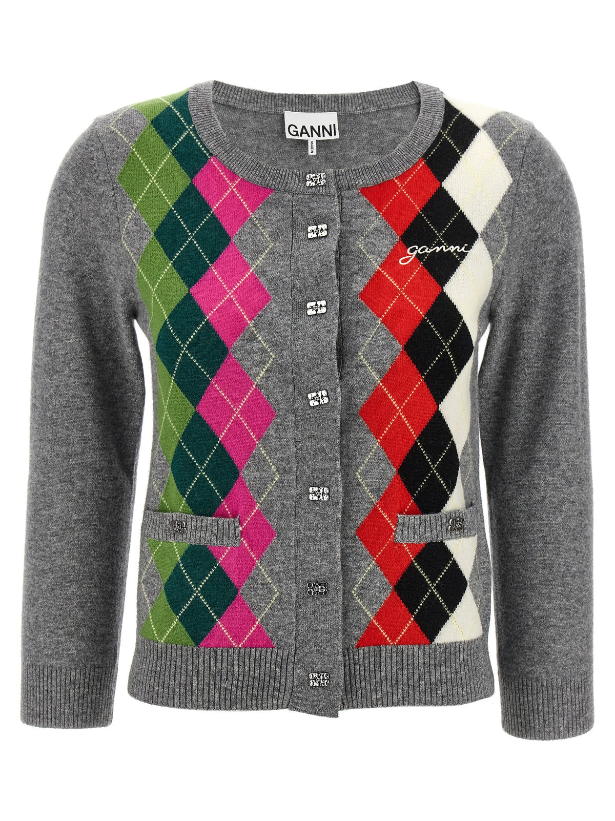 Ganni Gray Merino Wool Cardigan - Timeless Luxury Essential