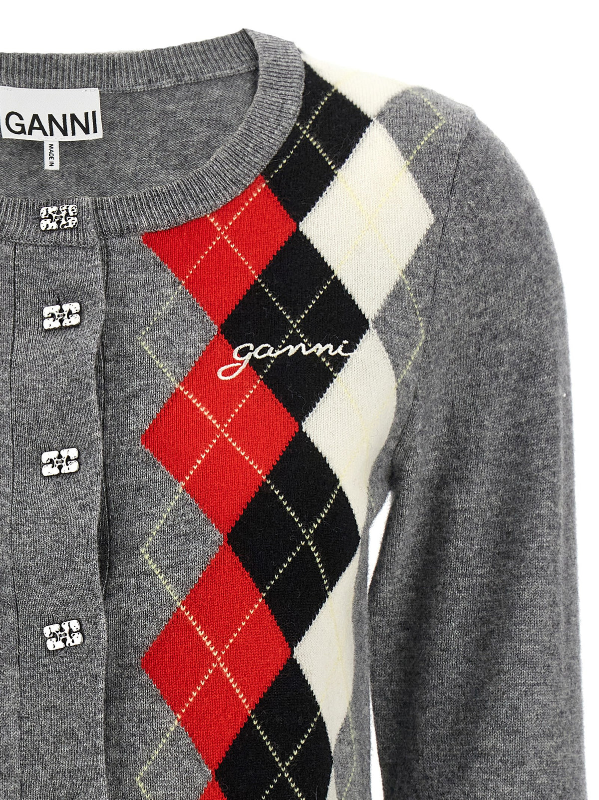 Ganni Gray Merino Wool Cardigan - Timeless Luxury Essential
