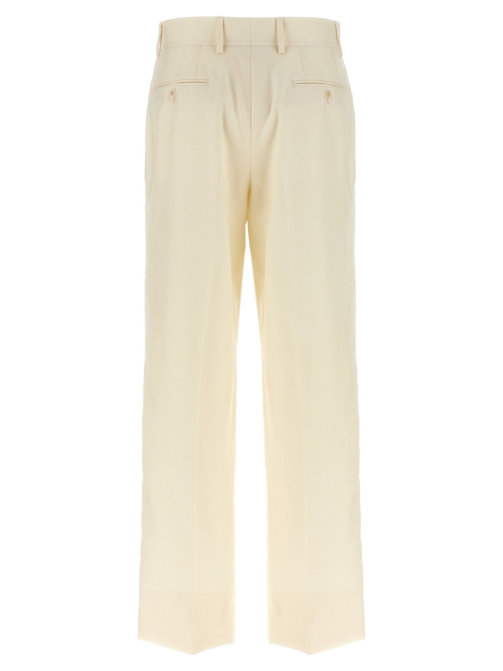 Brioni White Wool Dress Pants - Artisanal Luxury Couture