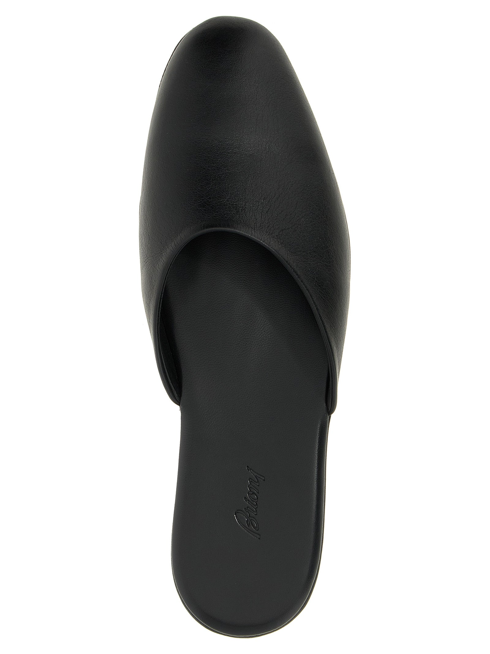 Brioni Black Calfskin Mules - Artisanal Luxury Footwear