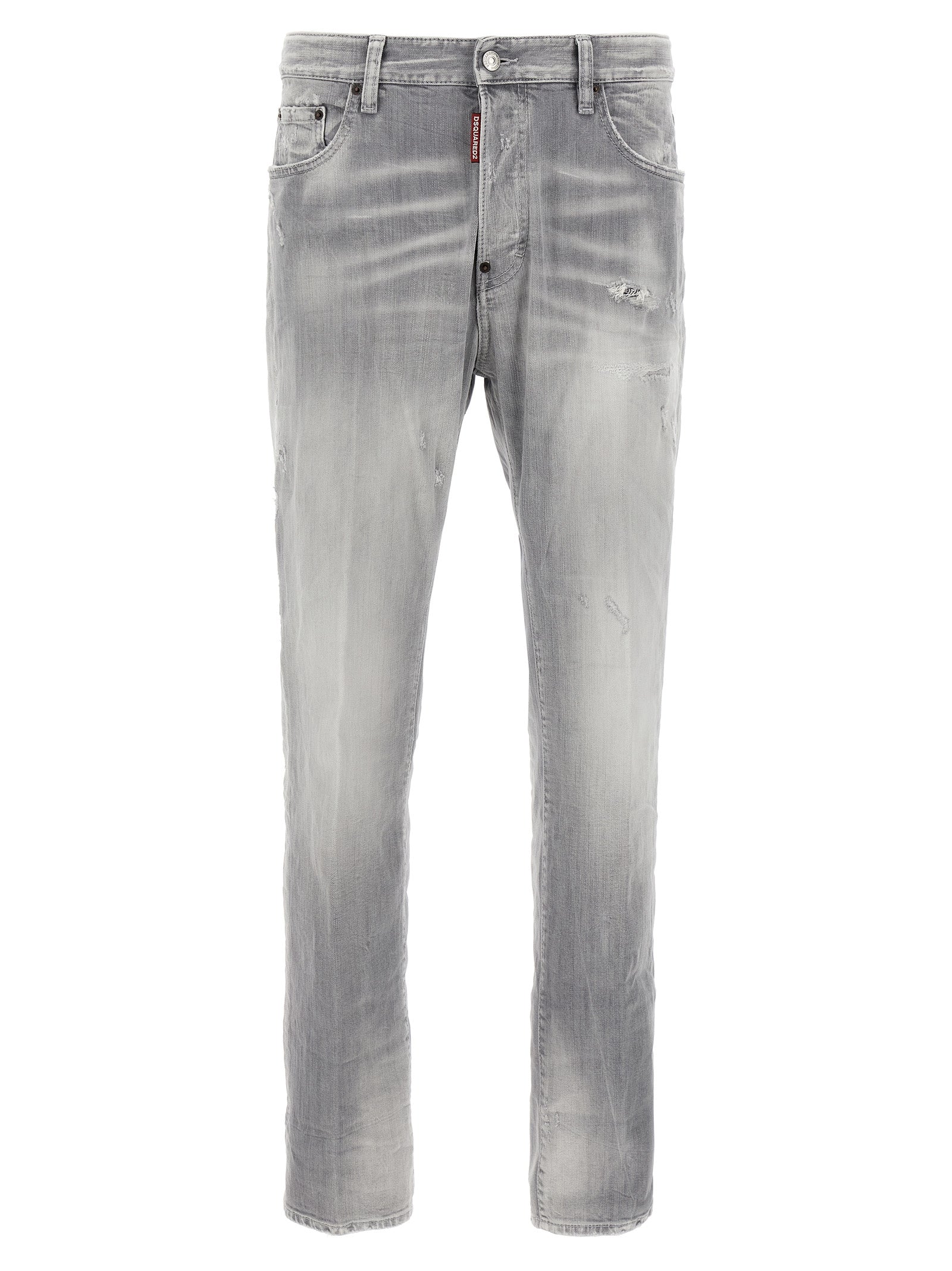 Dsquared² Gray Cotton Straight-Leg Jeans - Designer Luxury Couture