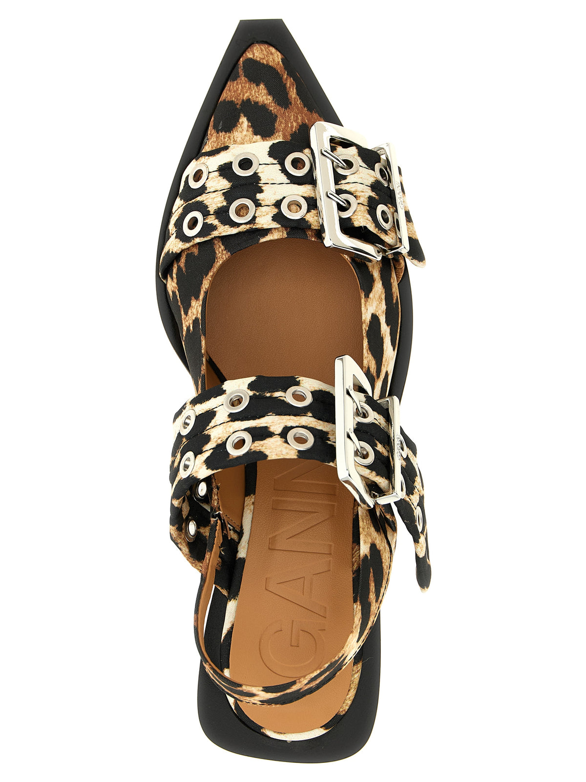 Ganni Leopard Satin Slingbacks - Luxe Eco-Conscious Elegance